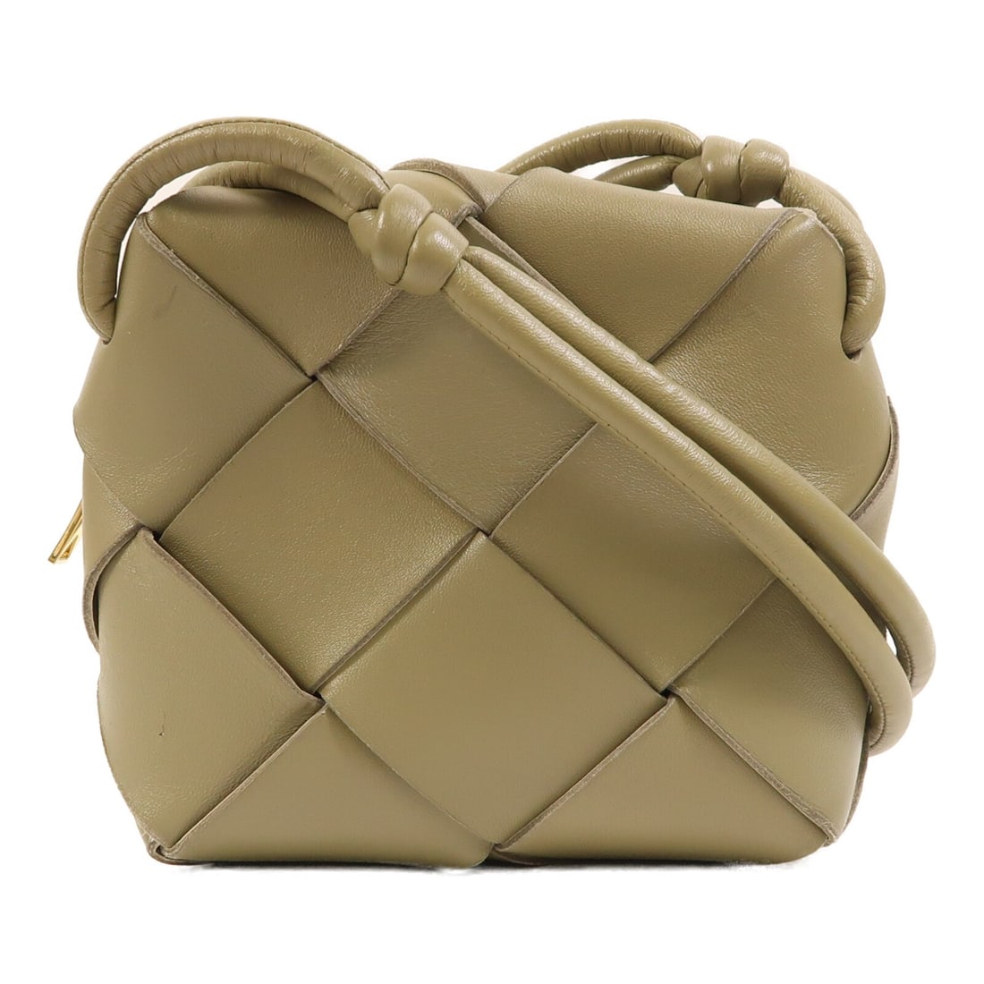 Green Lambskin Shoulder Bag by Bottega Veneta with Gold Hardware: Green Lambskin Shoulder Bag by Bottega Veneta with Gold Hardware This Bottega Veneta shoulder bag features lambskin leather in a vibrant green color. Crafted in Italy, the bag offers a regular size wi