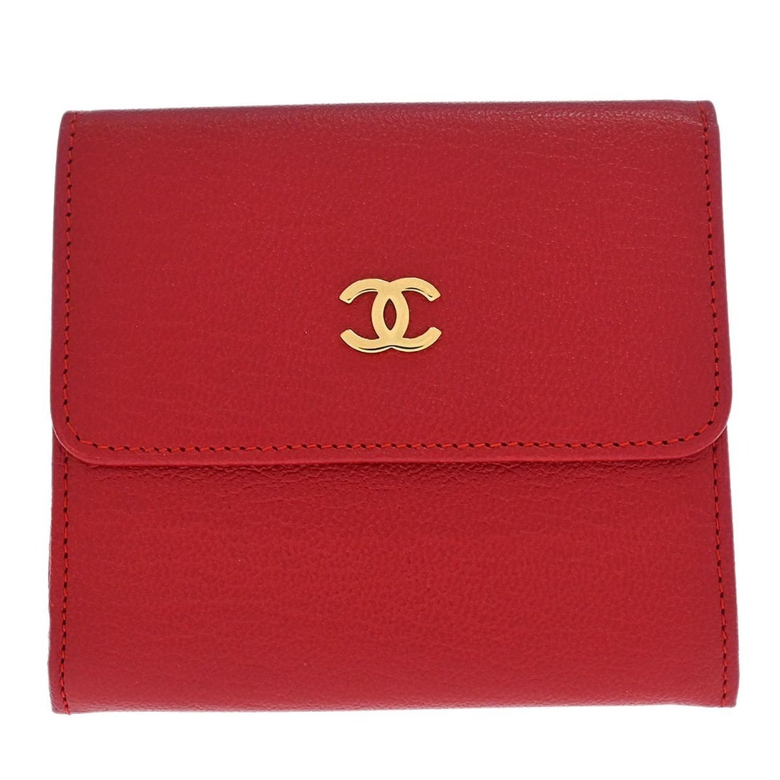 Red Leather Wallet by Chanel Bifold Design from Italy: Red Leather Wallet by Chanel Bifold Design from Italy This Chanel bifold wallet features a vibrant red leather exterior and a compact square shape. Crafted in Italy, the wallet is designed for both st