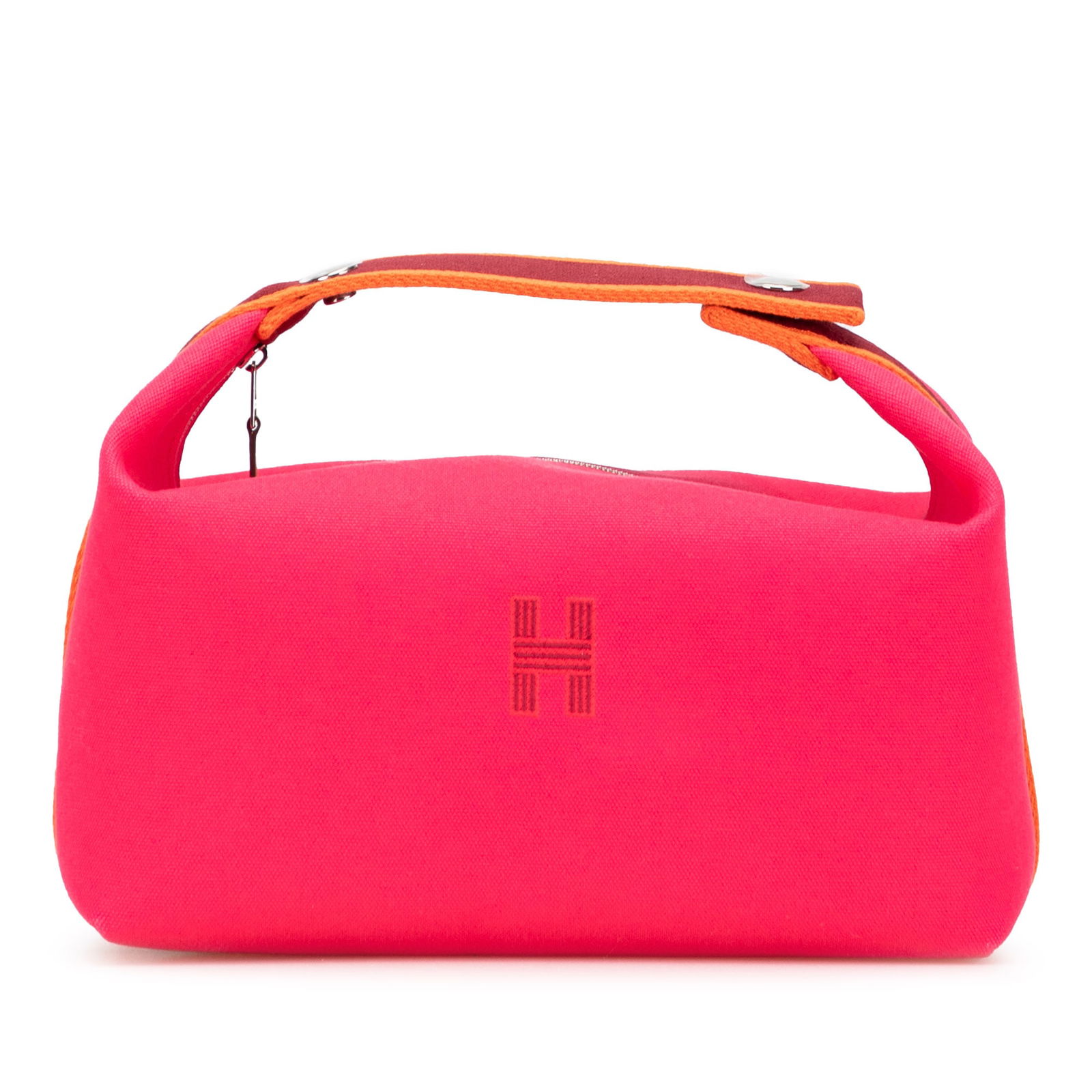Hermes Large Toile Bride A Brac Vanity Bag Pink Canvas: Hermes Large Toile Bride A Brac Vanity Bag Pink Canvas Elevate your accessory collection with the Hermes Large Canvas Bride A Brac, a sophisticated vanity bag crafted from high-quality canvas. This st