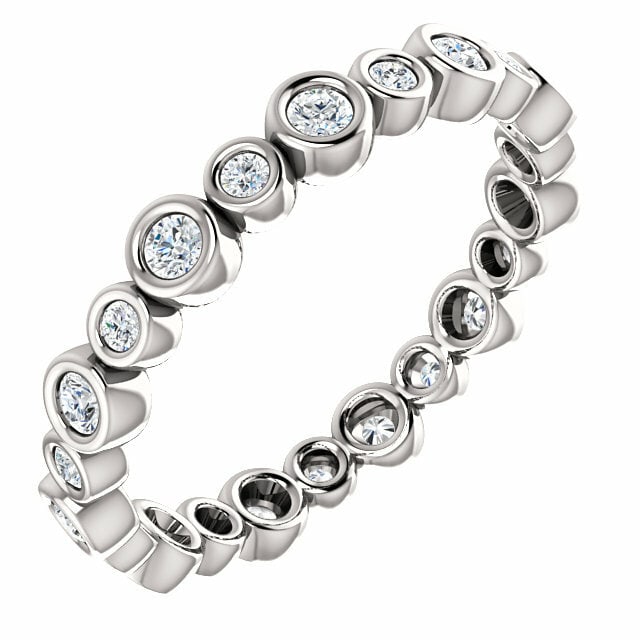 Rachel Koen 14K White Gold 0.33 CTW Diamond Eternity Band IGI Certified Size 7: Rachel Koen 14K White Gold 0.33 CTW Diamond Eternity Band IGI Certified Size 7 This exquisite 14K white gold diamond eternity band features a beautiful bezel set design with round natural diamonds tot