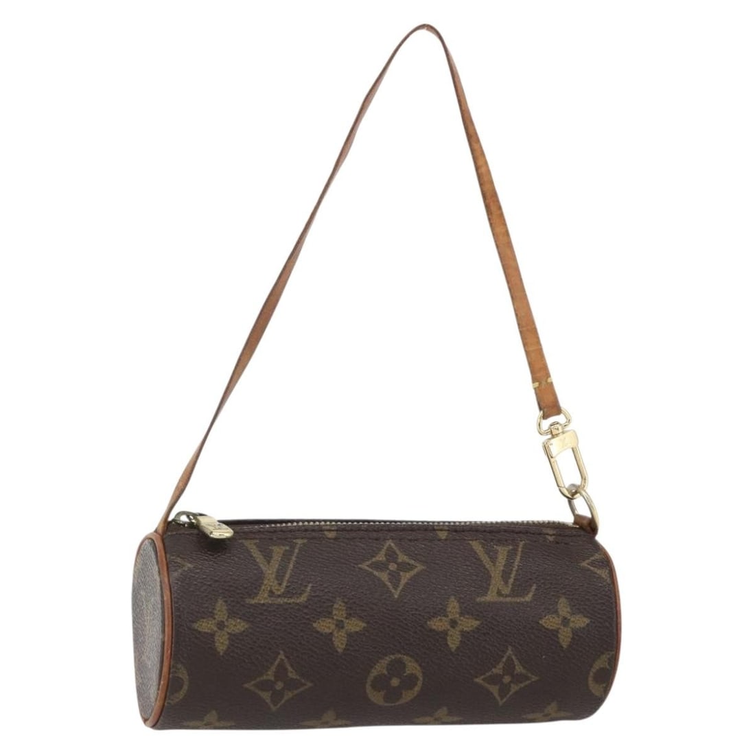 Papillon Pochette Pouch in Brown by Louis Vuitton: Papillon Pochette Pouch in Brown by Louis Vuitton This pre-owned Louis Vuitton Papillon Pochette in brown features a classic design tailored for female use. The pouch shows signs of use, including rub