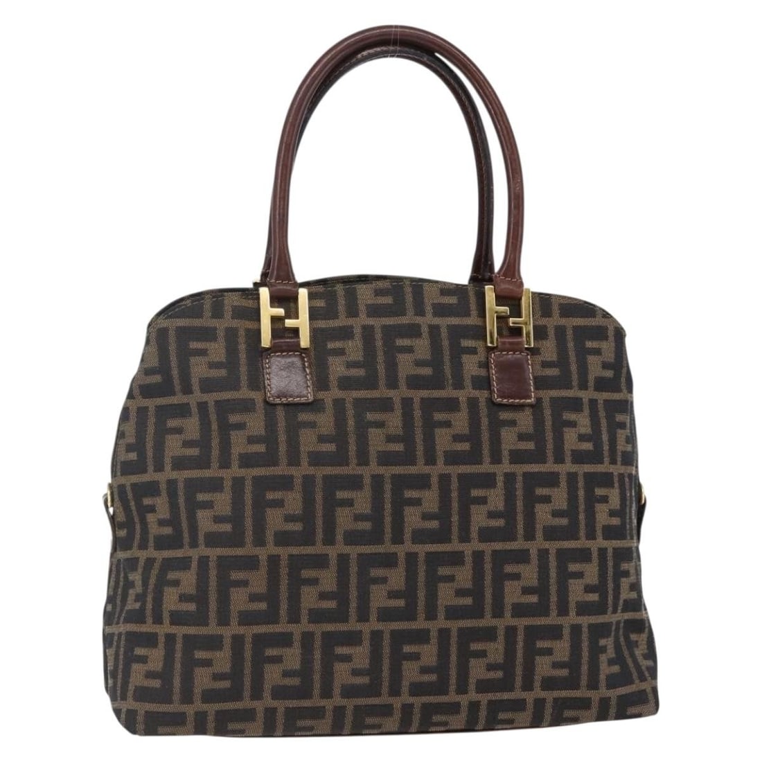 Fendi Zucca Mamma Baguette Vintage Convertible Handbag Black Brown Silver: Fendi Zucca Mamma Baguette Vintage Convertible Handbag Black Brown Silver This pre-owned Fendi Vintage Convertible Satchel features the classic Zucca pattern in black and brown with silver-tone accent