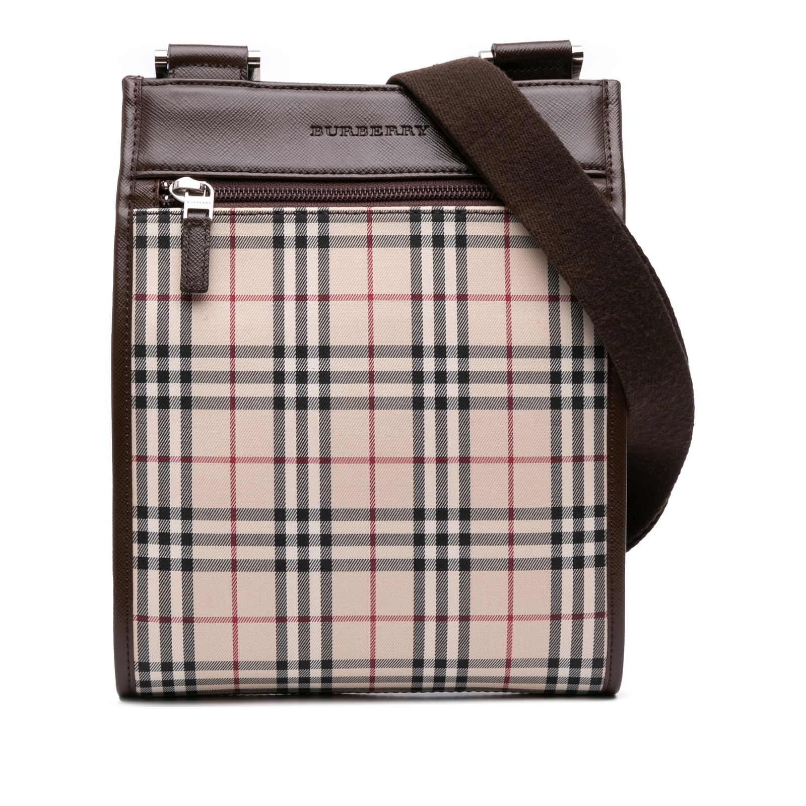 Burberry House Check Canvas Crossbody Bag with Leather Trim: Burberry House Check Canvas Crossbody Bag with Leather Trim The Burberry House Check Canvas Crossbody is a stylish and practical accessory crafted with a house check canvas body and leather trim. This