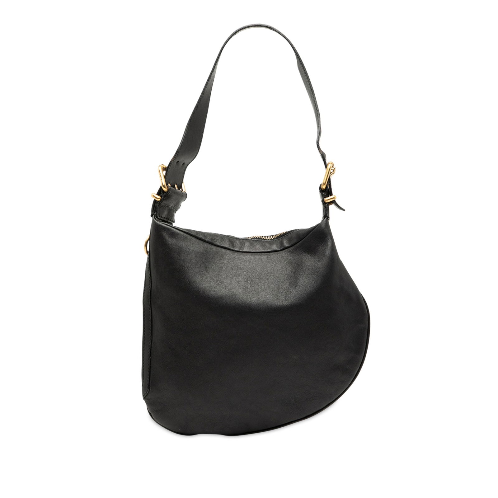 Fendi Black Leather Oyster Shoulder Bag with Zip Closure (1 of 7)