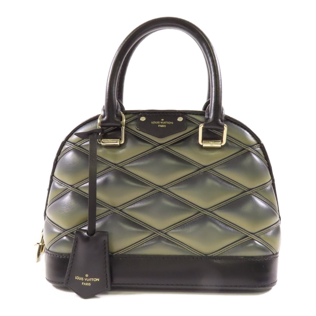 Louis Vuitton Alma BB Gray Calfskin Leather Handbag with Gold Hardware M23576: Louis Vuitton Alma BB Gray Calfskin Leather Handbag with Gold Hardware M23576 This Louis Vuitton Alma BB handbag features a sophisticated gray calfskin leather exterior with gold-tone hardware. The co