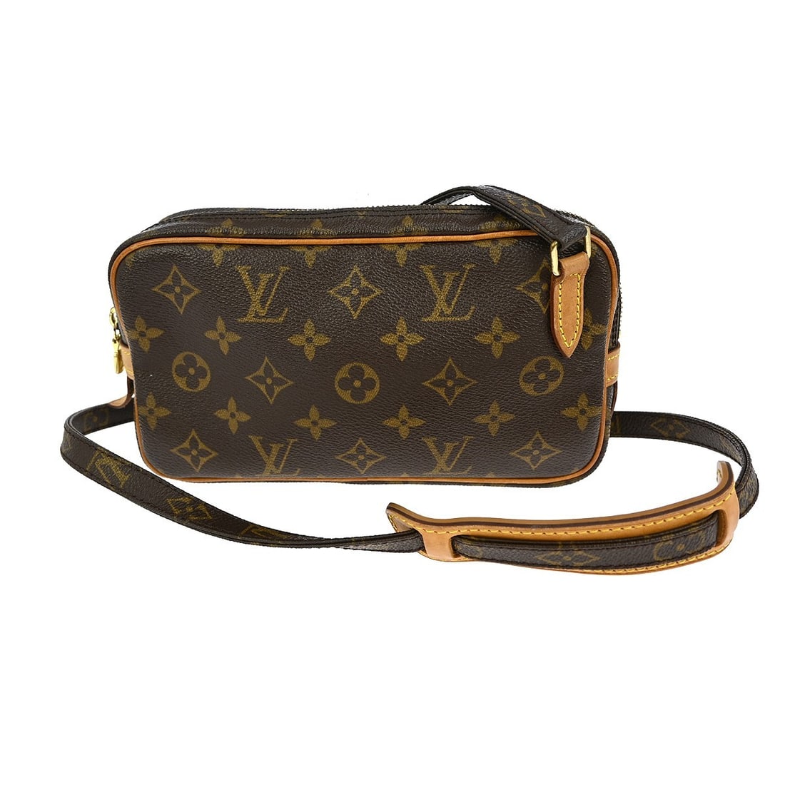 Louis Vuitton Pochette Marly Bandouliere Brown Shoulder Bag: Louis Vuitton Pochette Marly Bandouliere Brown Shoulder Bag This pre-owned Louis Vuitton Pochette Marly Bandouliere bag is crafted in brown leather and features a shoulder strap. The bag displays sign