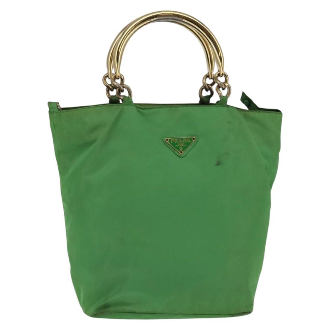 Green tote bag with metal handles by Prada (1 of 1)