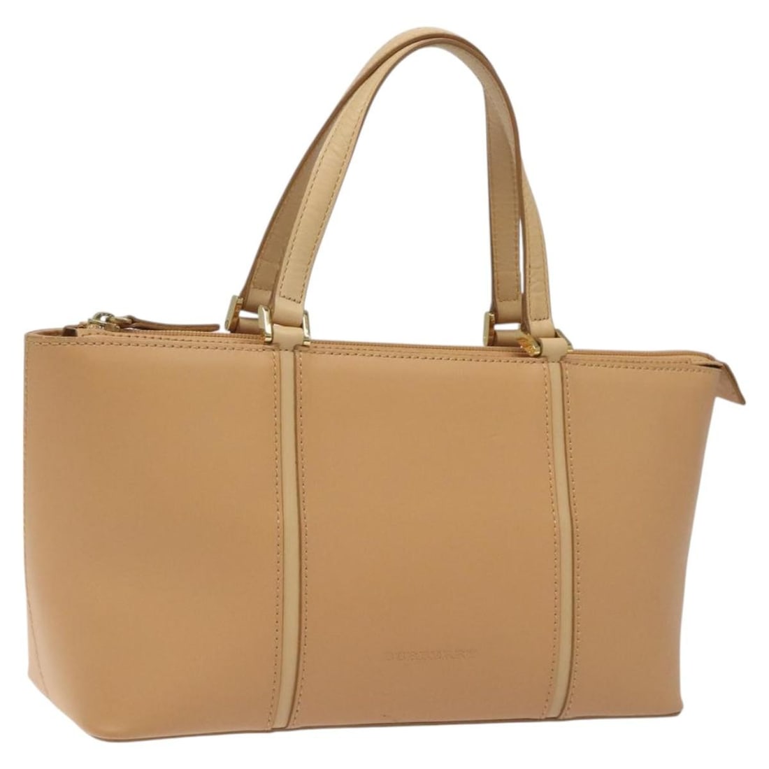 BURBERRY Leather Hand Bag Beige Gold with Authentification (1 of 18)