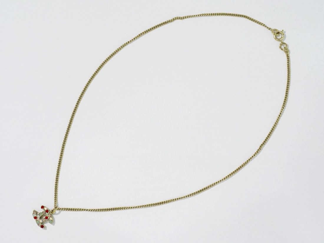Chanel Multicolour Rainbow CC Logo Pendant Necklace (1 of 2)
