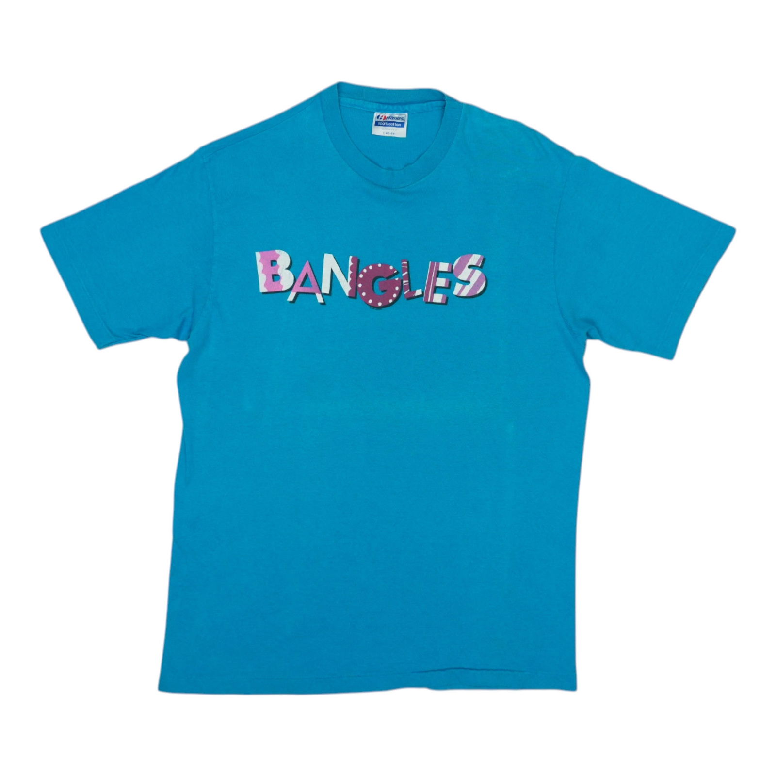 Vintage 1986 Bangles Tour Shirt Blue Cotton Large: Vintage 1986 Bangles Tour Shirt Blue Cotton Large Celebrate the music of the 1980s with this original vintage 1986 Bangles Different Light Tour Shirt. This authentic piece features striking front and