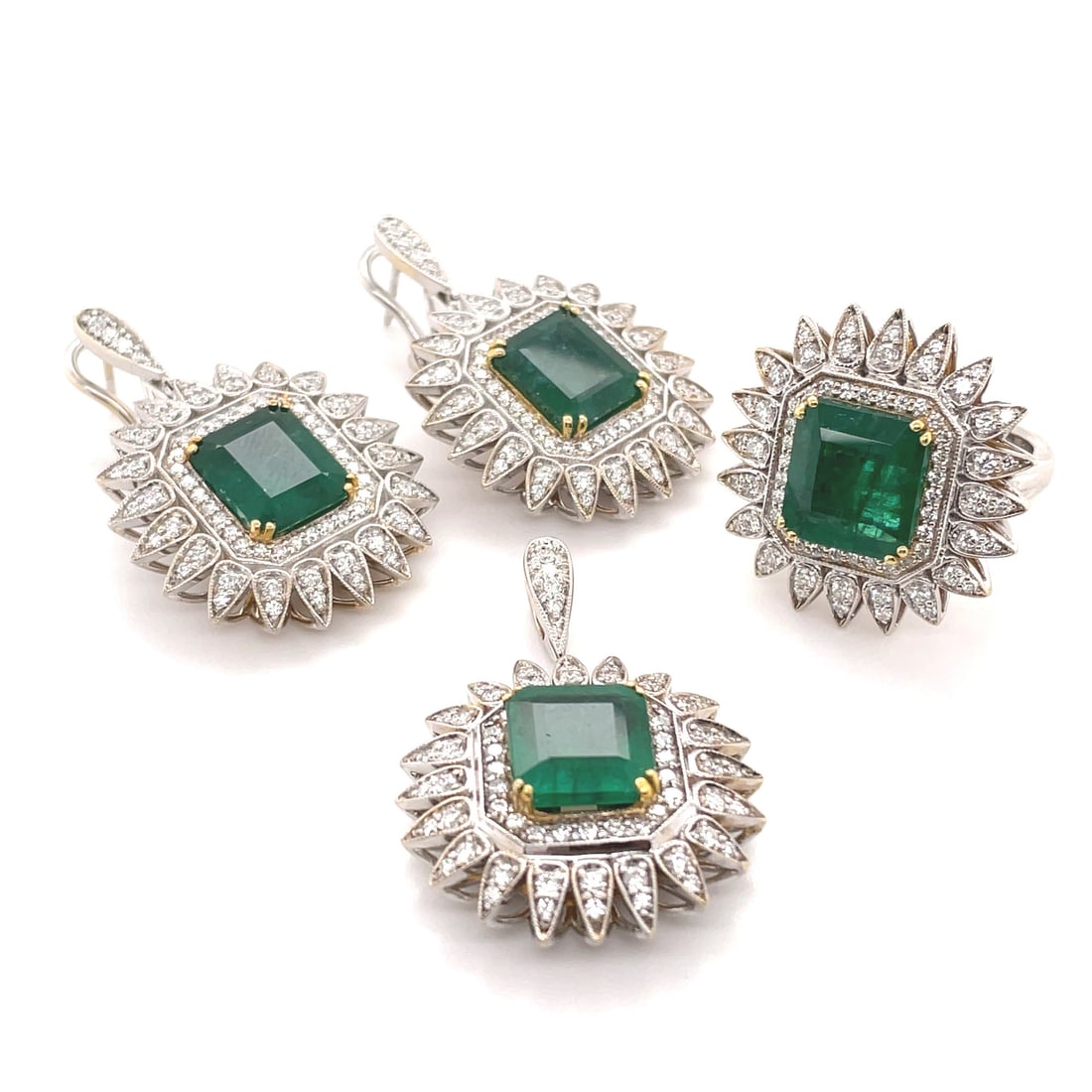Rachel Koen 18K Gold Green Emerald Diamond Jewelry Set (1 of 12)