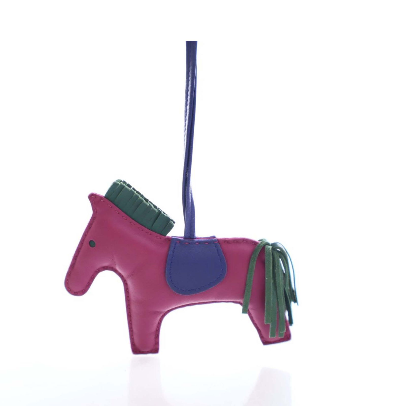 Hermes Grigri Rodeo MM Lambskin Leather Bag Charm Multi Color: Hermes Grigri Rodeo MM Lambskin Leather Bag Charm Multi Color This Hermes Milo Lambskin Grigri Rodeo bag charm MM features a lambskin leather body in Rouse Pourpre, Malachite, and Bleu Electrique colo