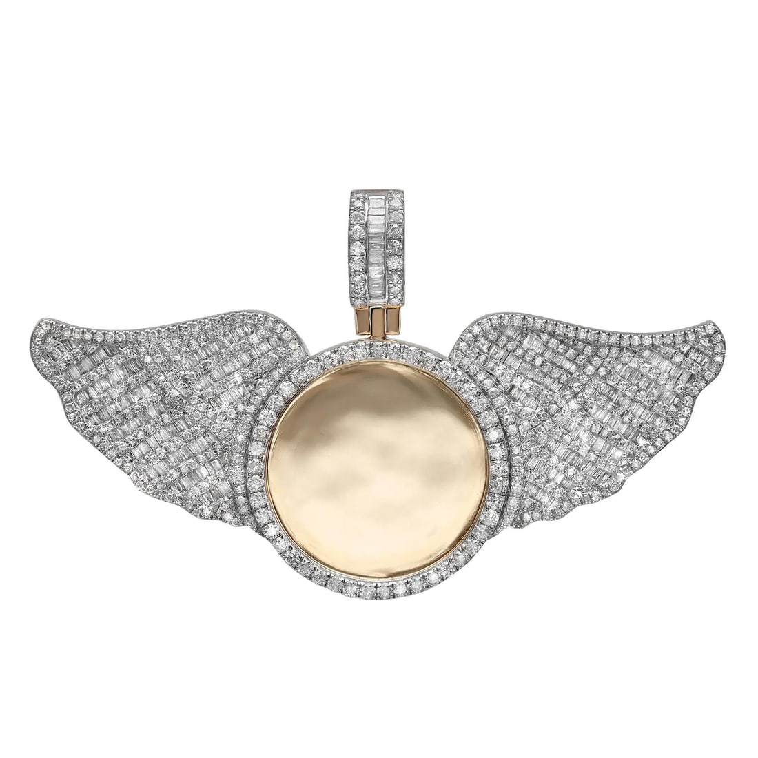 Rachel Koen 14K Yellow Gold Angel Wings Diamond Photo Pendant 2.90Cttw (1 of 4)