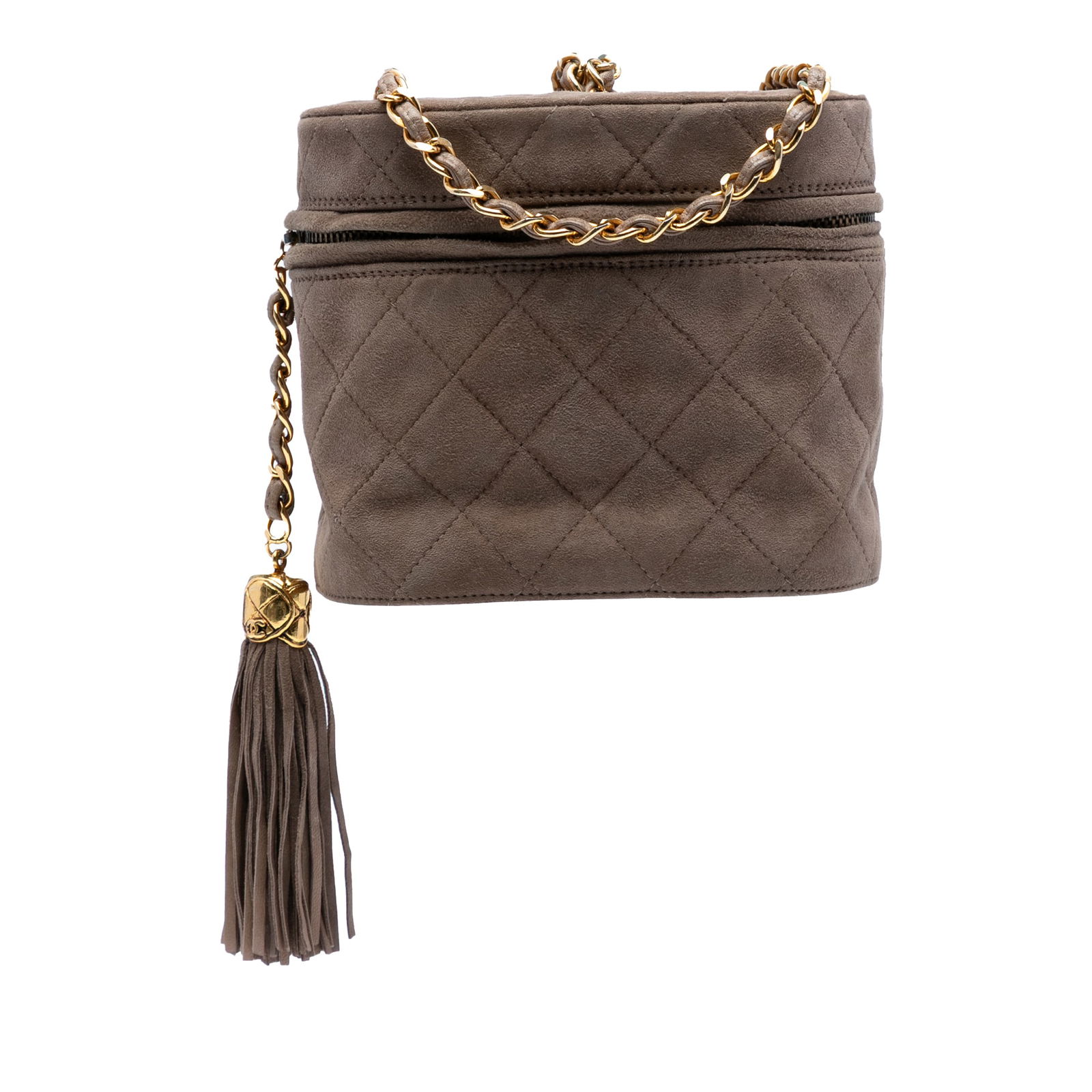 Chanel Quilted Suede Vanity Bag with Leather Chain Strap (1 of 7)