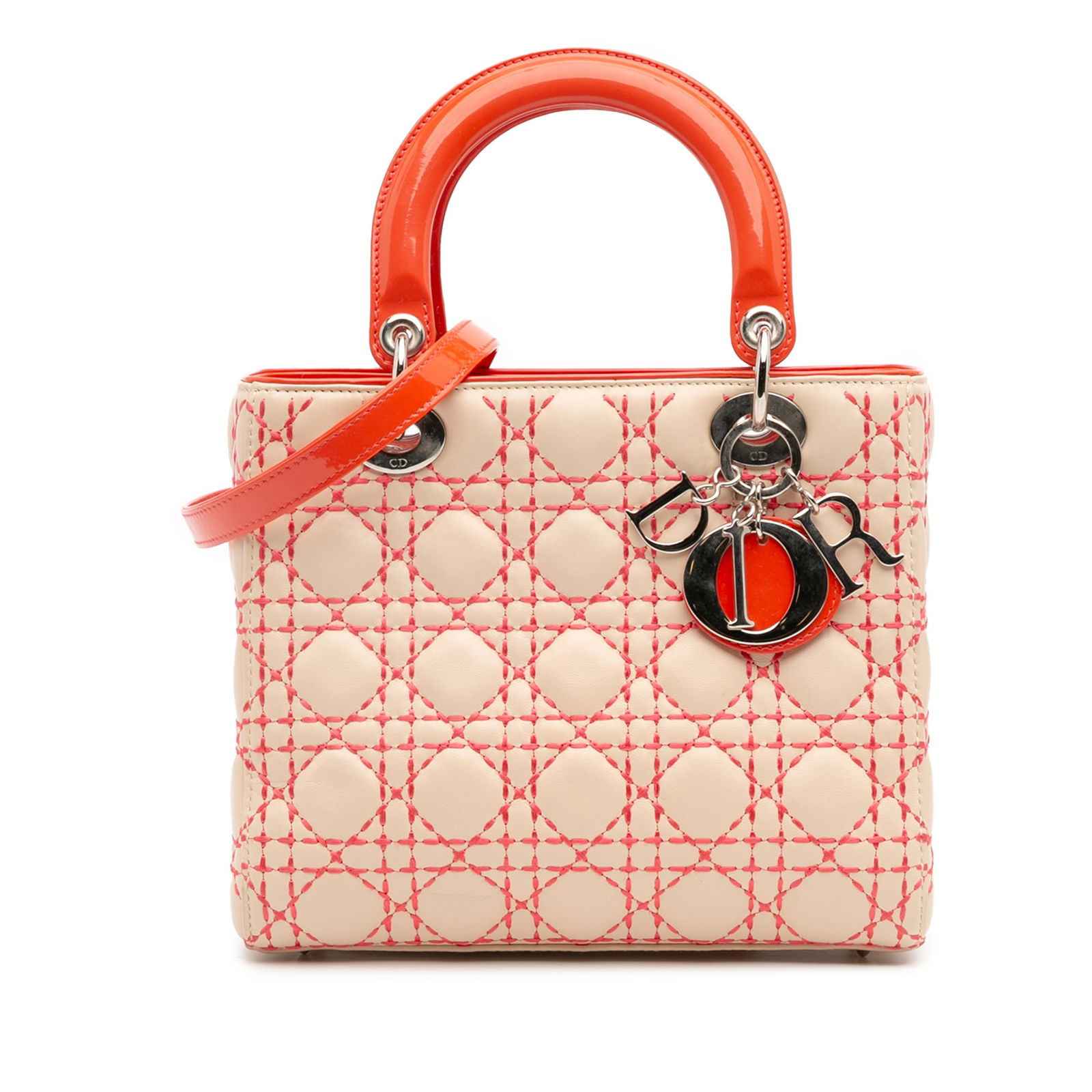 Dior Medium Lambskin Cannage Stitched Lady Dior Bag Brown: Dior Medium Lambskin Cannage Stitched Lady Dior Bag Brown The Medium Lambskin Cannage Stitched Lady Dior is a sophisticated bag crafted from stitched lambskin leather, showcasing an elegant design in