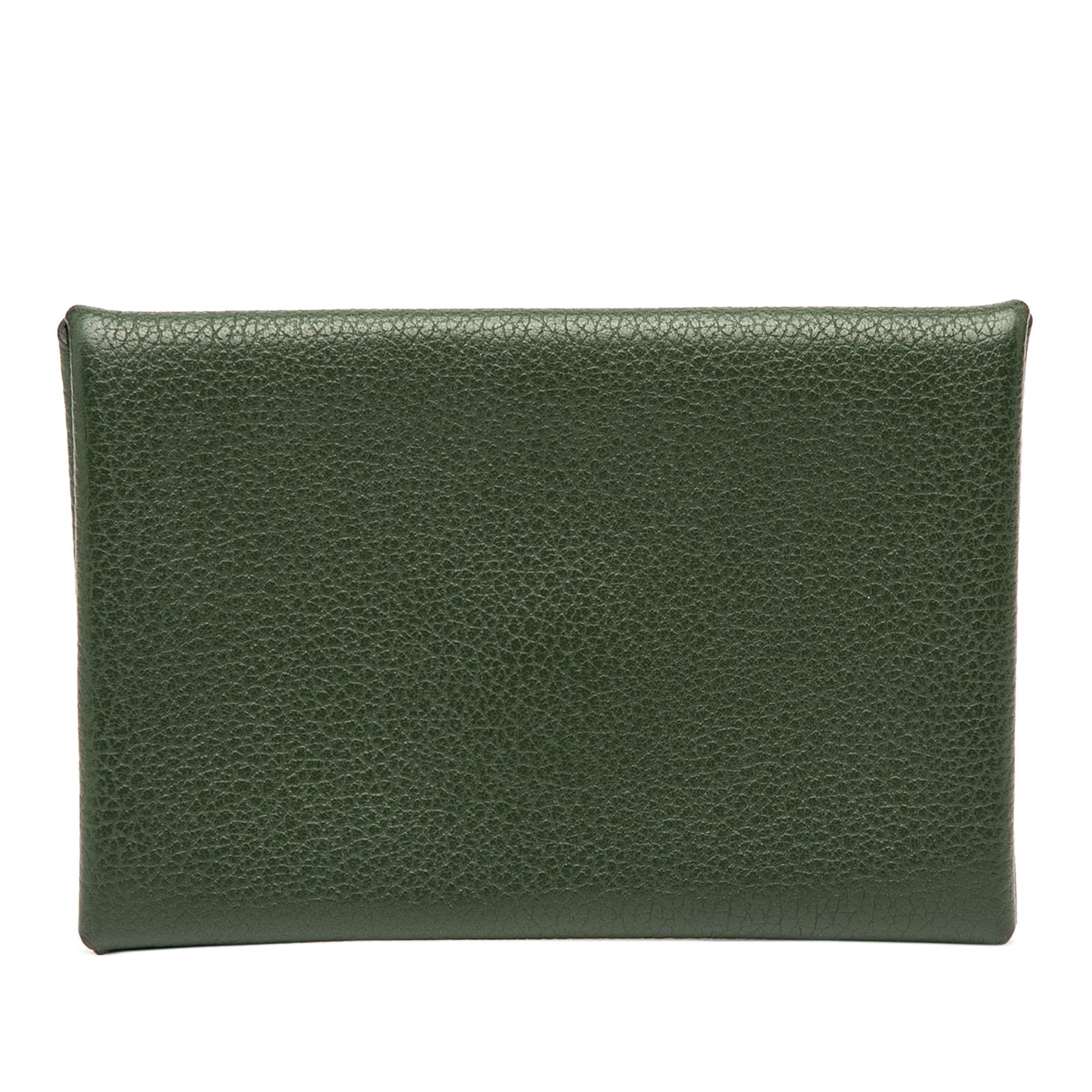 Epsom Verso Calvi Green Leather Card Holder by Hermes: Epsom Verso Calvi Green Leather Card Holder by Hermes The Hermes Epsom Verso Calvi Card Holder is crafted from Epsom leather and features a snap button closure with interior slip pockets. The exterior