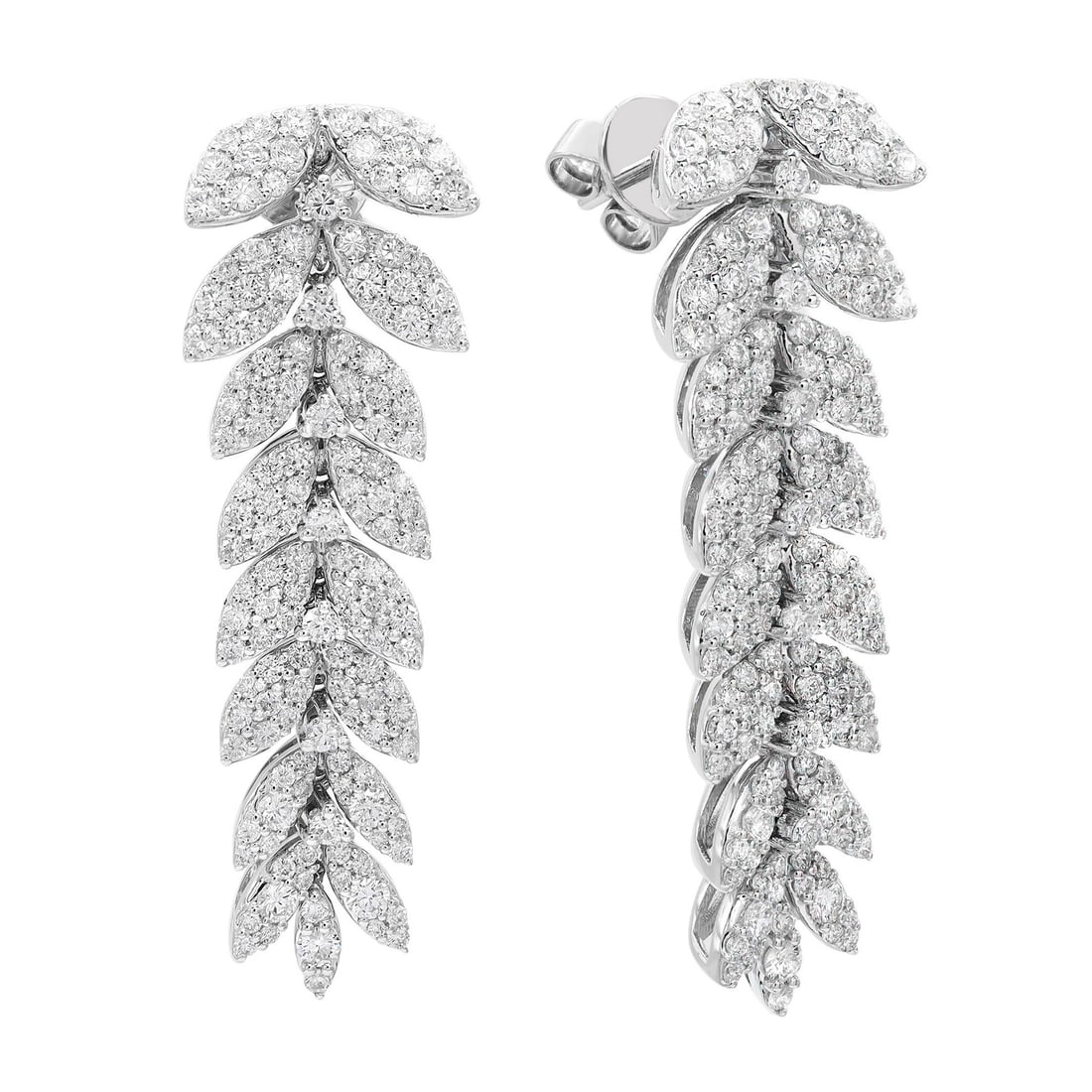 Rachel Koen 1.78CTW Pave Set Round Diamond Drop Earrings 18K White Gold (1 of 6)
