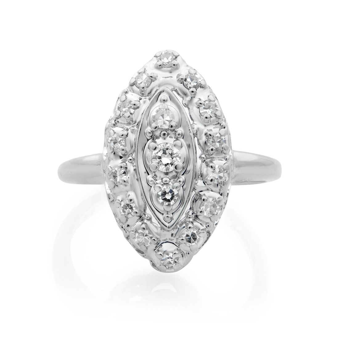 Rachel Koen Vintage 14K White Gold Diamond Cocktail Ring 0.45ct SI1 H: Rachel Koen Vintage 14K White Gold Diamond Cocktail Ring 0.45ct SI1 H Discover the elegance of this vintage diamond cocktail ring by Rachel Koen, crafted in 14K white gold. This exquisite piece featur