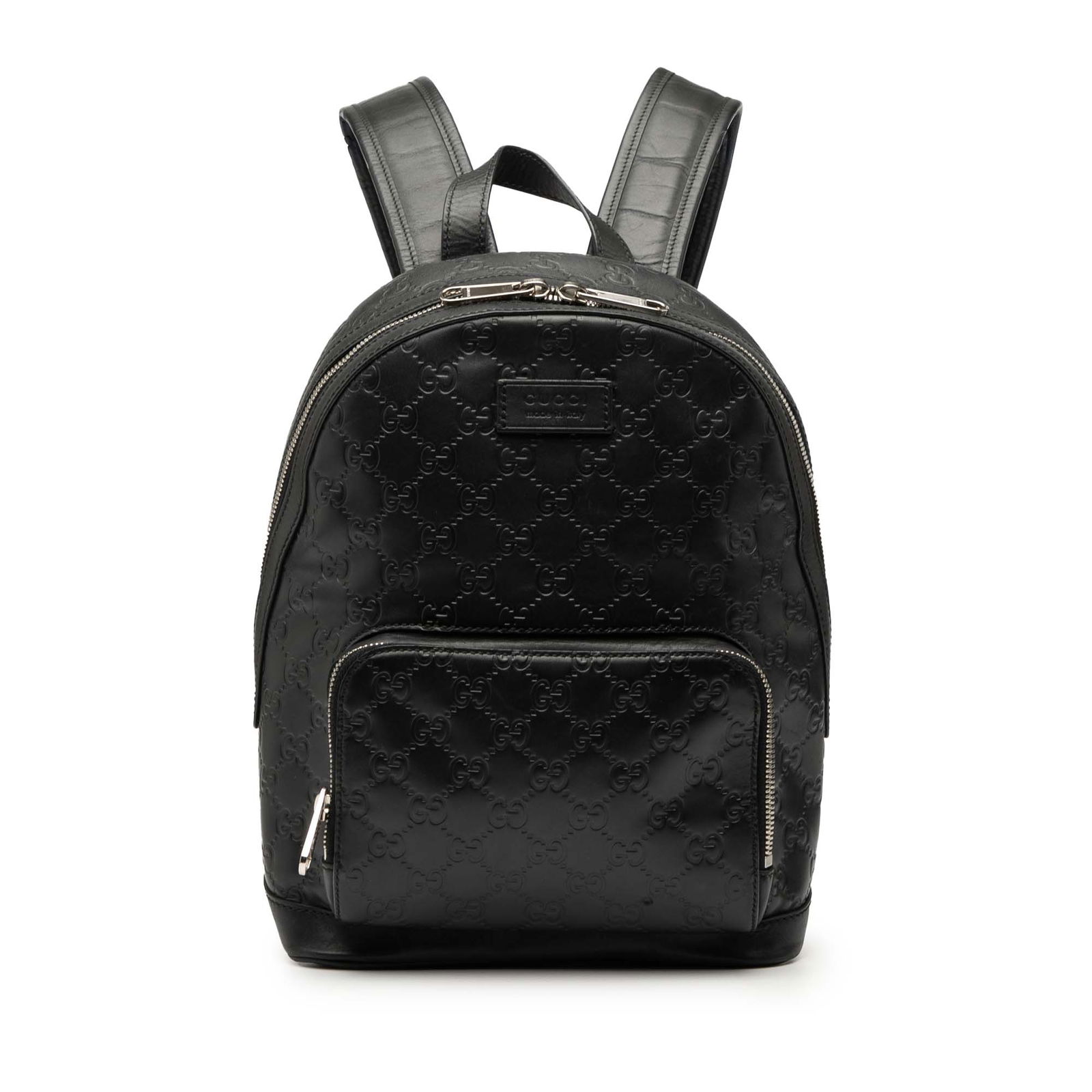 Gucci Guccissima Black Leather Embossed Backpack with Adjustable Straps (1 of 7)