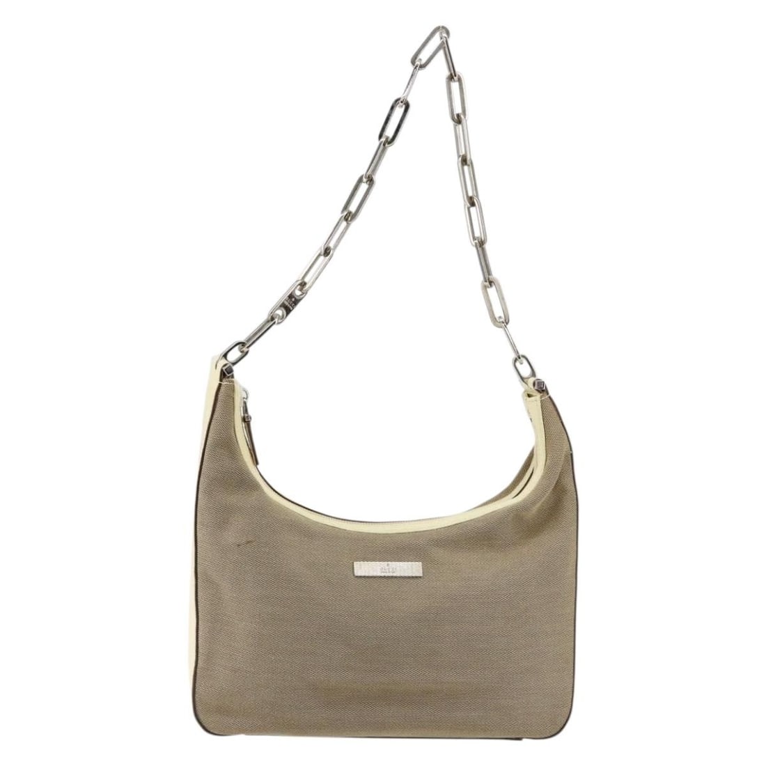 Vintage Gucci Beige Chain Strap Shoulder Purse: Vintage Gucci Beige Chain Strap Shoulder Purse This pre-owned Gucci vintage chain shoulder bag features a beige exterior and is designed for women. The bag shows signs of use with slight rubbing and s