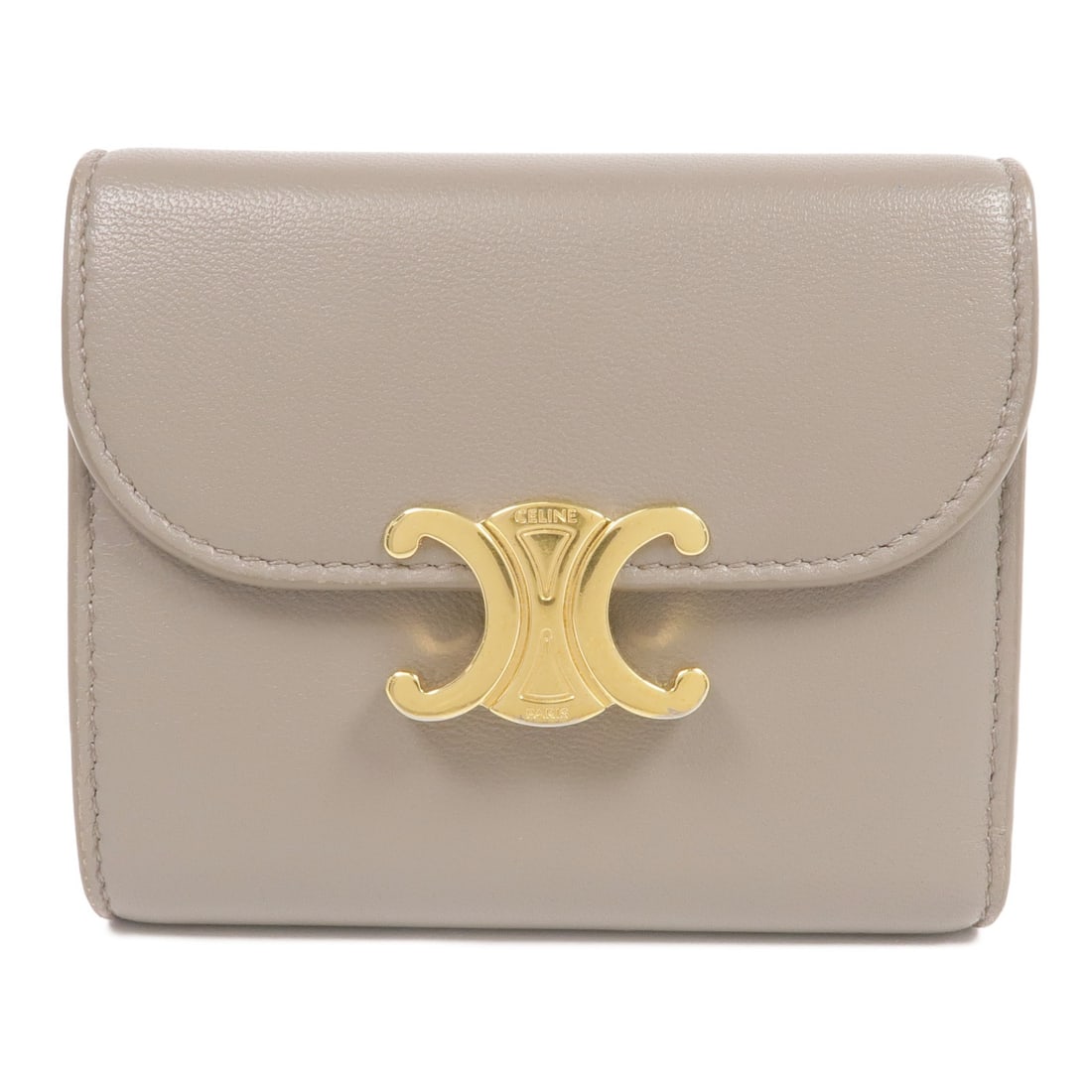 Celine Trifold Calfskin Grey Wallet with Gold Hardware (1 of 18)