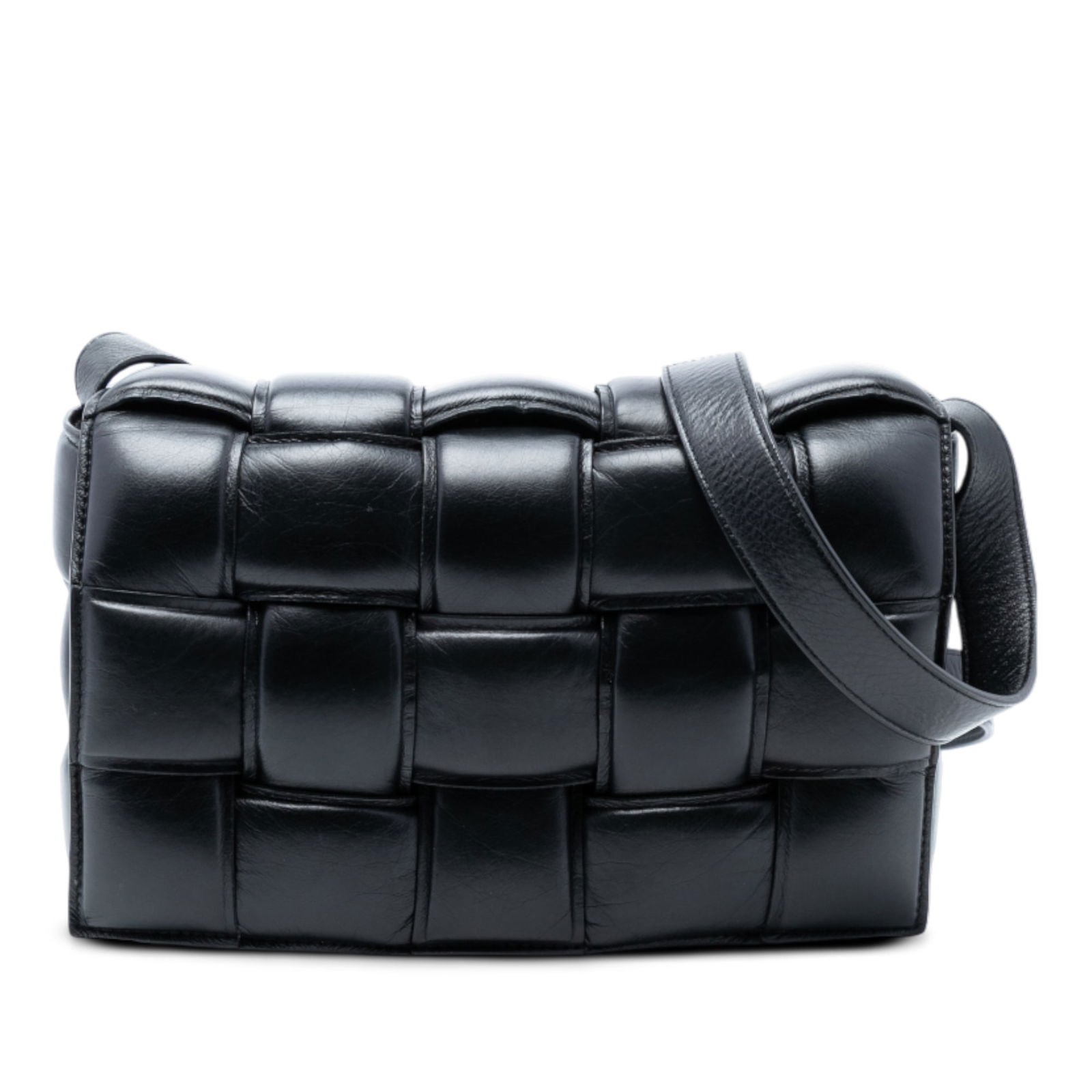 Bottega Veneta Black Leather Padded Cassette Intrecciato Crossbody Bag (1 of 7)