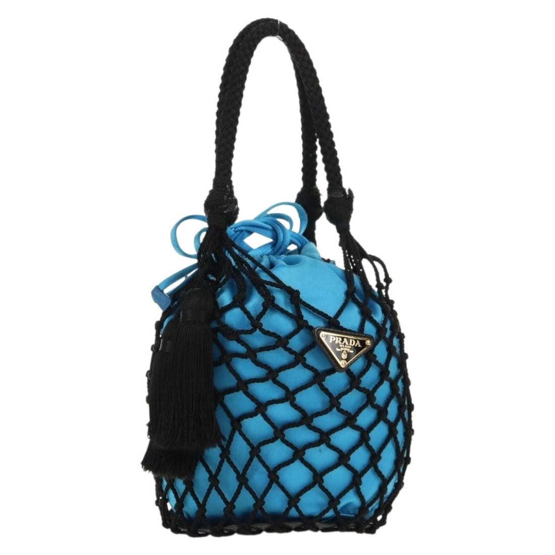 PRADA Satin Hand Bag Blue Gold Auth 157879V Italy: PRADA Satin Hand Bag Blue Gold Auth 157879V Italy This elegant PRADA hand bag showcases a sophisticated design crafted from premium satin in a striking blue and gold color combination. Made in Italy,
