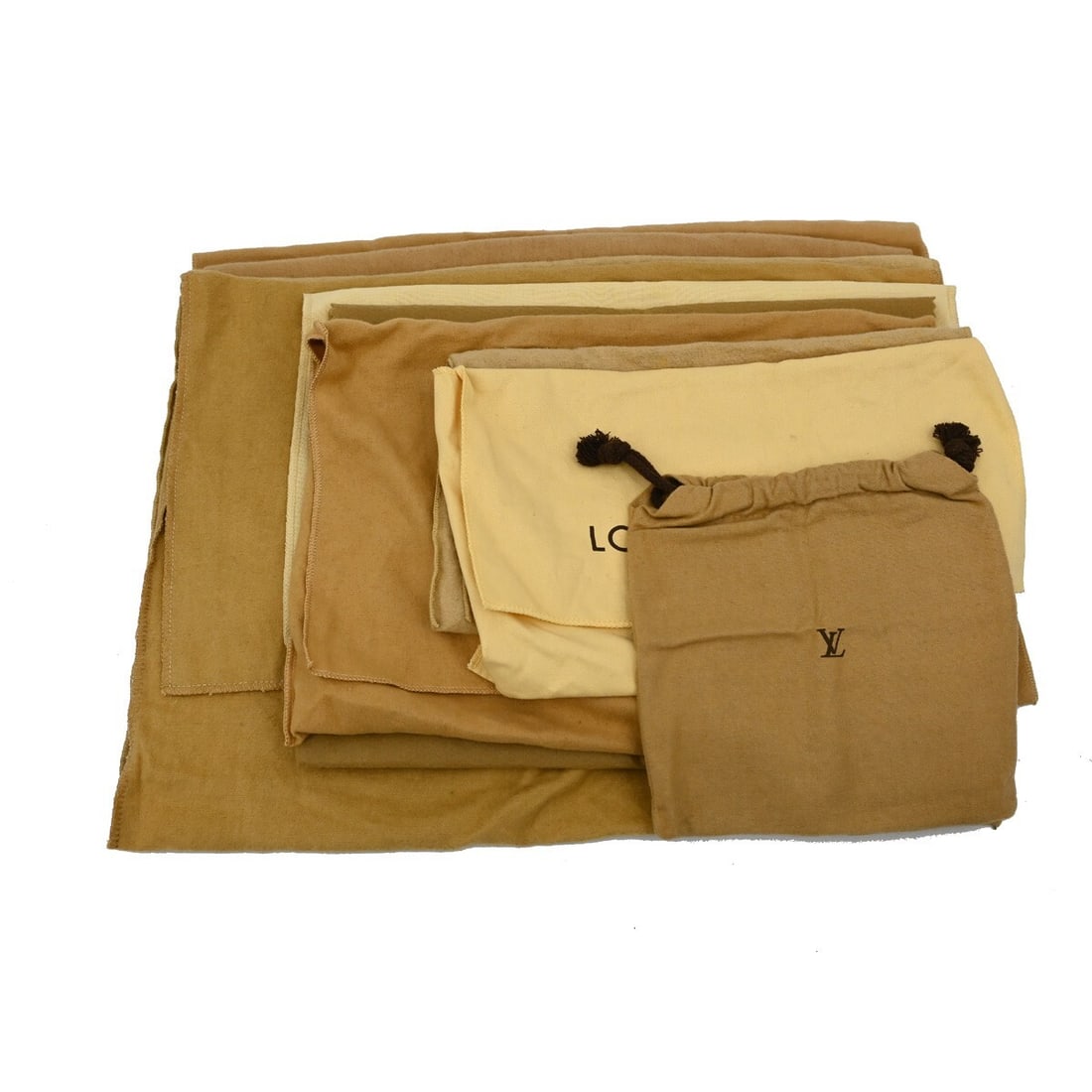 Louis Vuitton Authentic Dust Bag 10 Set Brown Beige 100% Cotton: Louis Vuitton Authentic Dust Bag 10 Set Brown Beige 100% Cotton This set of 10 authentic Louis Vuitton dust bags is crafted from 100% cotton in a classic brown and beige color scheme. Designed to prot
