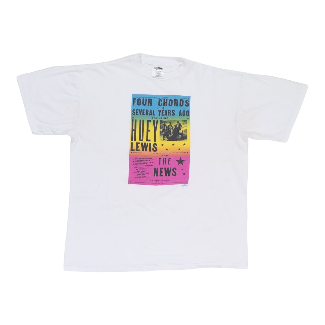 Vintage 1994 Huey Lewis and The News Cotton Shirt XL White: Vintage 1994 Huey Lewis and The News Cotton Shirt XL White Discover this original vintage 1994 Huey Lewis and The News shirt, a true collector's piece that captures the essence of the 90s music scene.