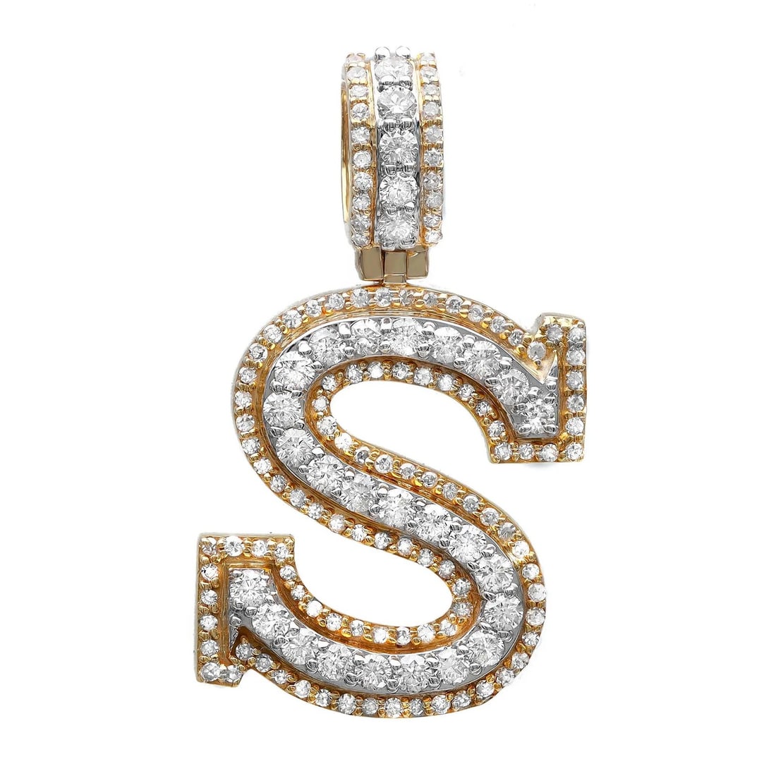 Rachel Koen 14K Yellow Gold S Initial Pendant with 0.93ct Diamonds: Rachel Koen 14K Yellow Gold S Initial Pendant with 0.93ct Diamonds This elegant "S" letter initial pendant is crafted from luxurious 14K yellow gold and adorned with dazzling round brilliant cut diamo