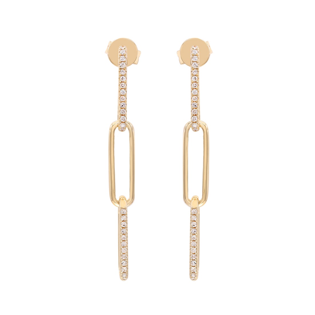 Rachel Koen 14K Yellow Gold Diamond Paper Clip Drop Earrings 0.17ct: Rachel Koen 14K Yellow Gold Diamond Paper Clip Drop Earrings 0.17ct Elevate your style with these stunning Rachel Koen Diamond Paper Clip Link Drop Earrings, crafted from high-polished 14K yellow gold