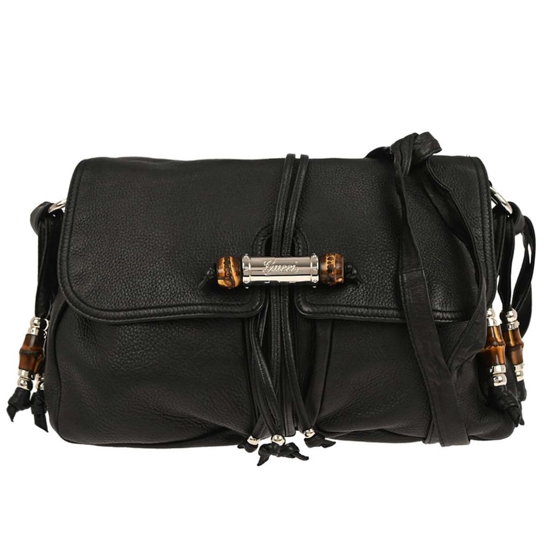 Gucci Jungle Bamboo Large Black Leather Shoulder Bag 232938 1669 (1 of 10)