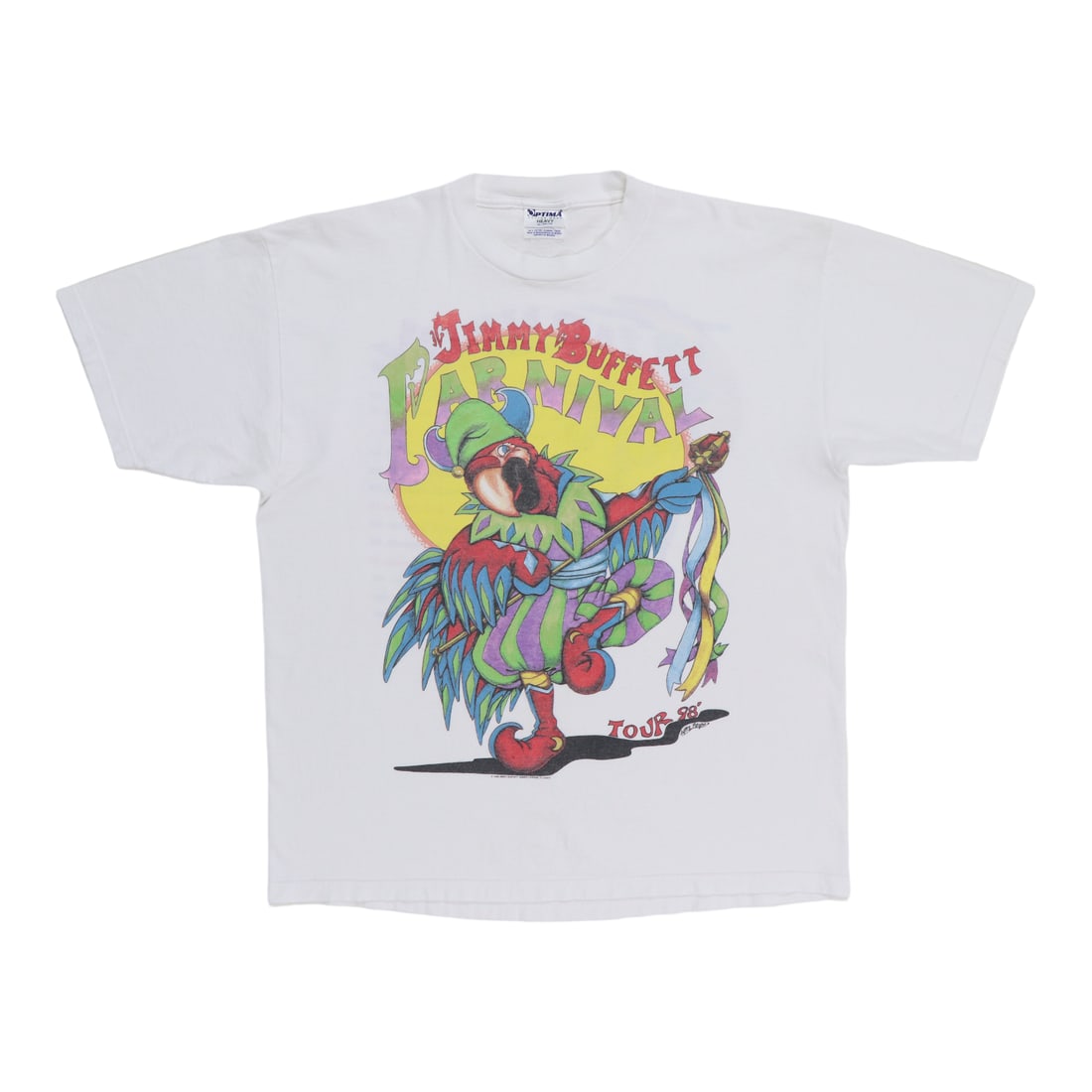 1998 Jimmy Buffett Vintage Carnival Tour Shirt 100% Cotton: 1998 Jimmy Buffett Vintage Carnival Tour Shirt 100% Cotton Celebrate the spirit of the 1998 Jimmy Buffett Carnival Tour with this original vintage shirt. Crafted from 100% cotton, this excellent condi