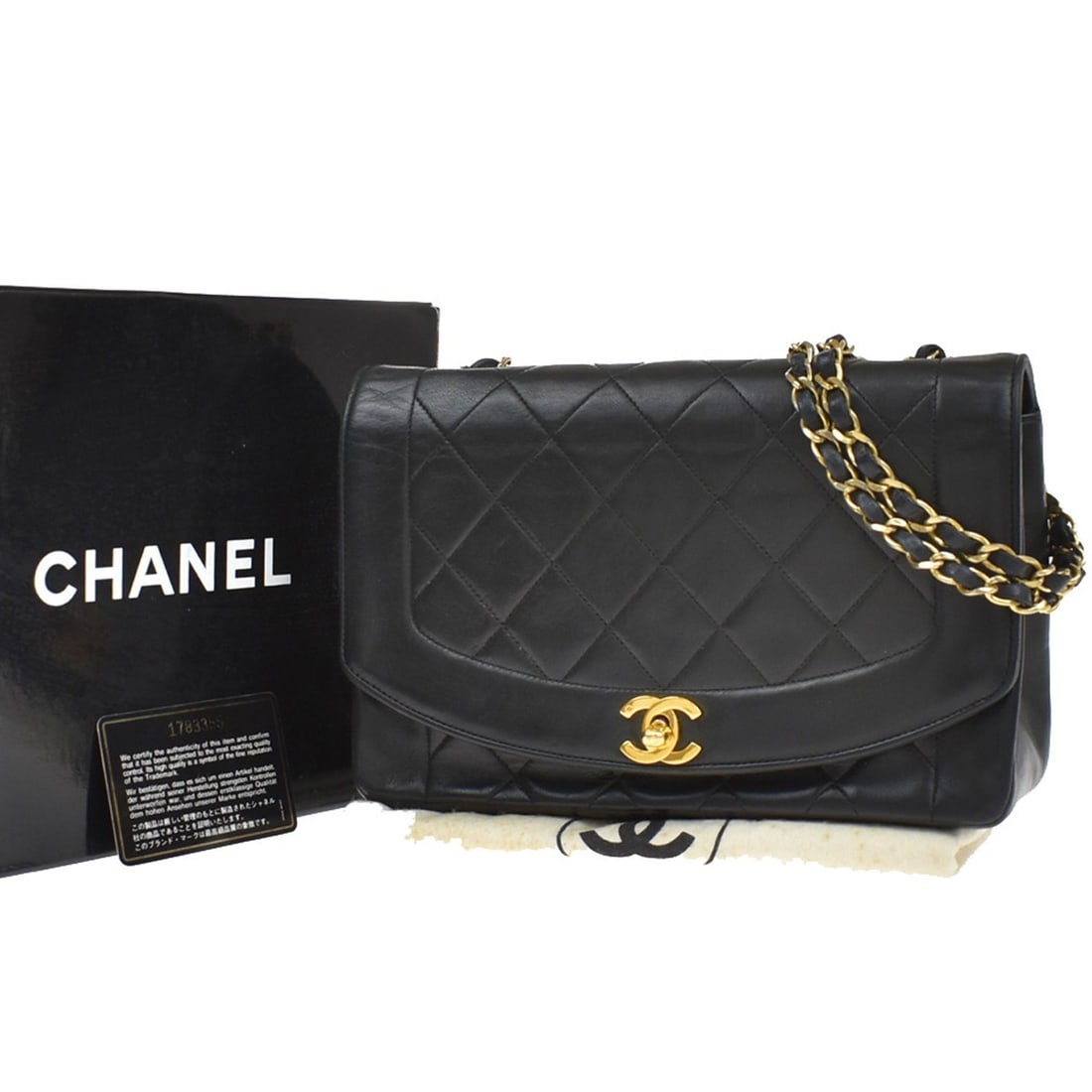 Chanel Diana Black Vintage Leather Shoulder Flap Bag (1 of 1)