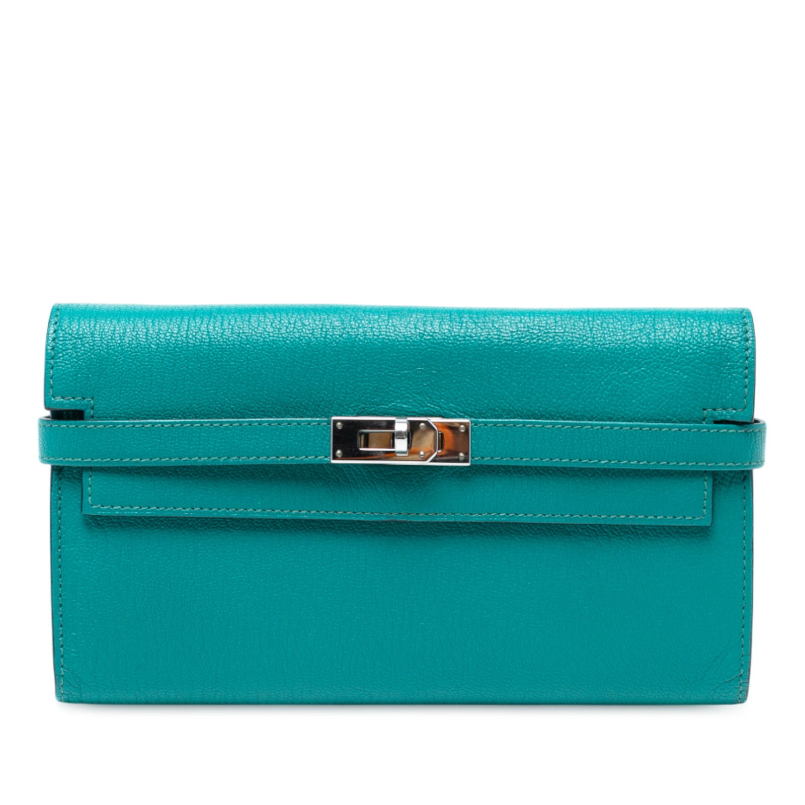 Hermes Chevre Mysore Kelly Long Wallet Bleu Paon Leather (1 of 8)