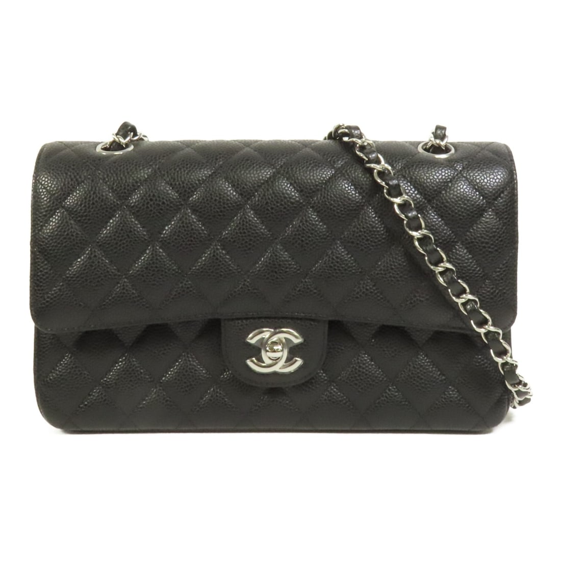 CHANEL Classic 25 Black Calfskin Leather Shoulder Bag with Chain: CHANEL Classic 25 Black Calfskin Leather Shoulder Bag with Chain This CHANEL Classic 25 Chain Shoulder Bag is crafted from luxurious black calfskin leather, exuding sophistication and elegance. With d