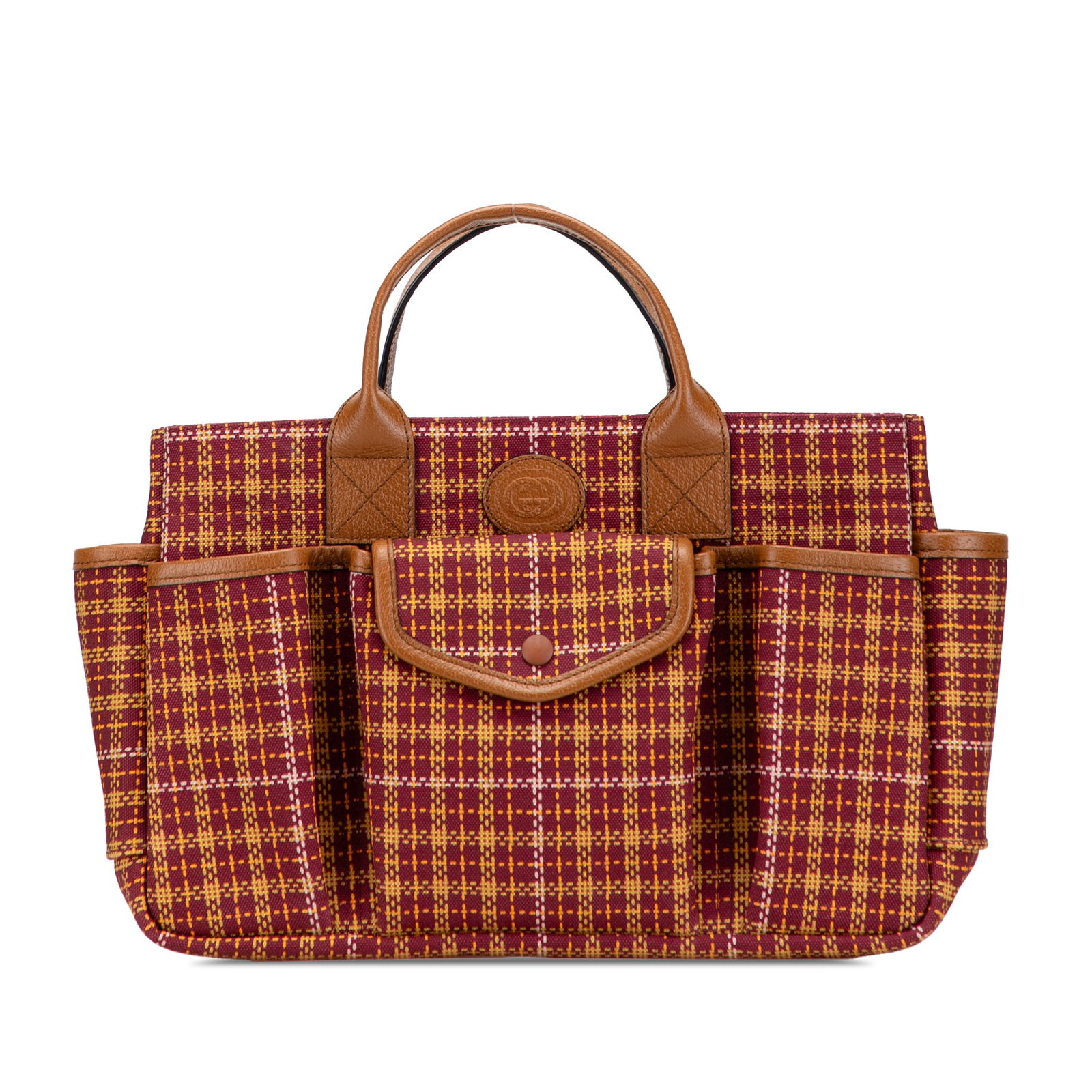Gucci Checkered Wool Children's Handbag with Leather Trim (1 of 11)