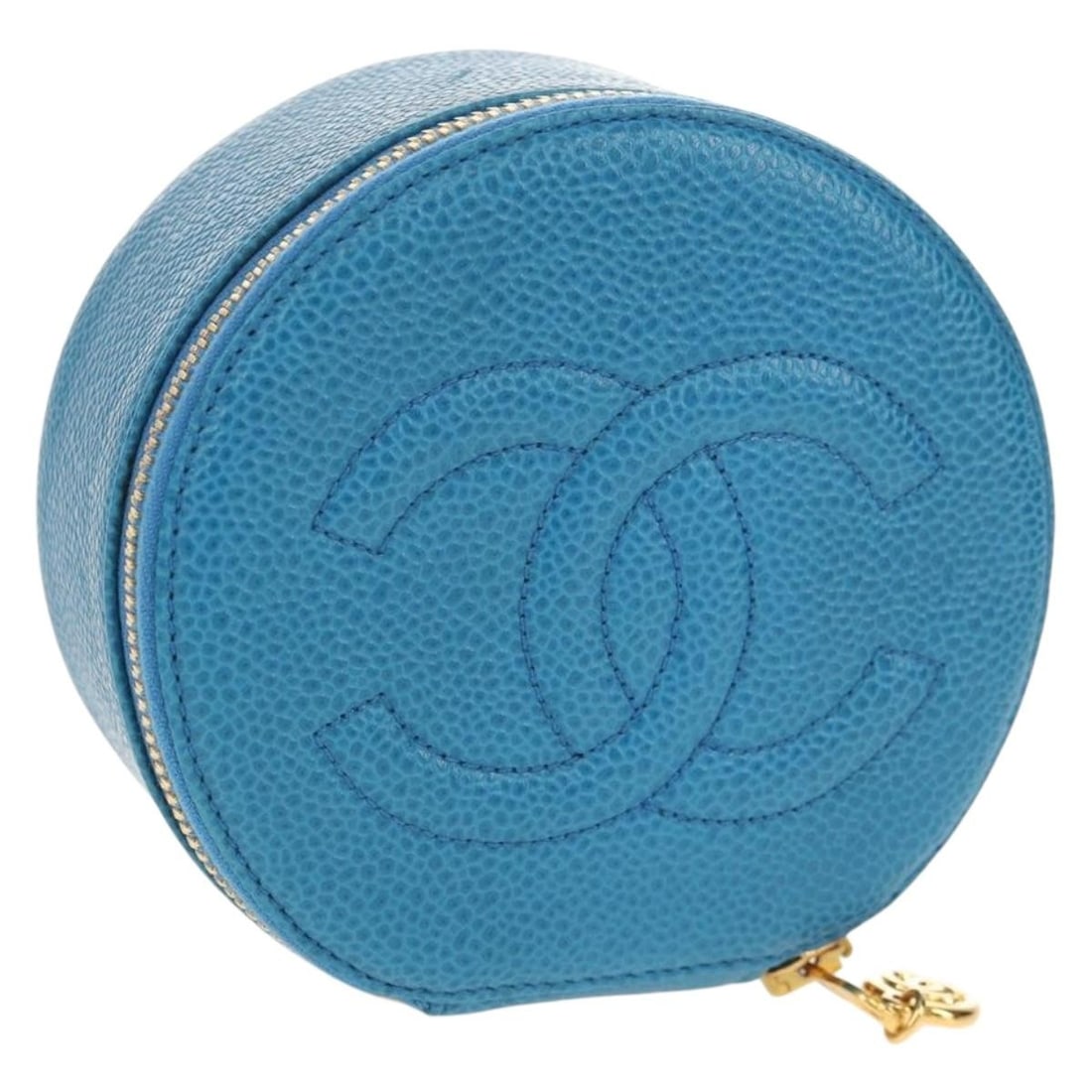 CHANEL Coco Jewelry Box Caviar Skin Blue Gold with Dust Bag (1 of 18)