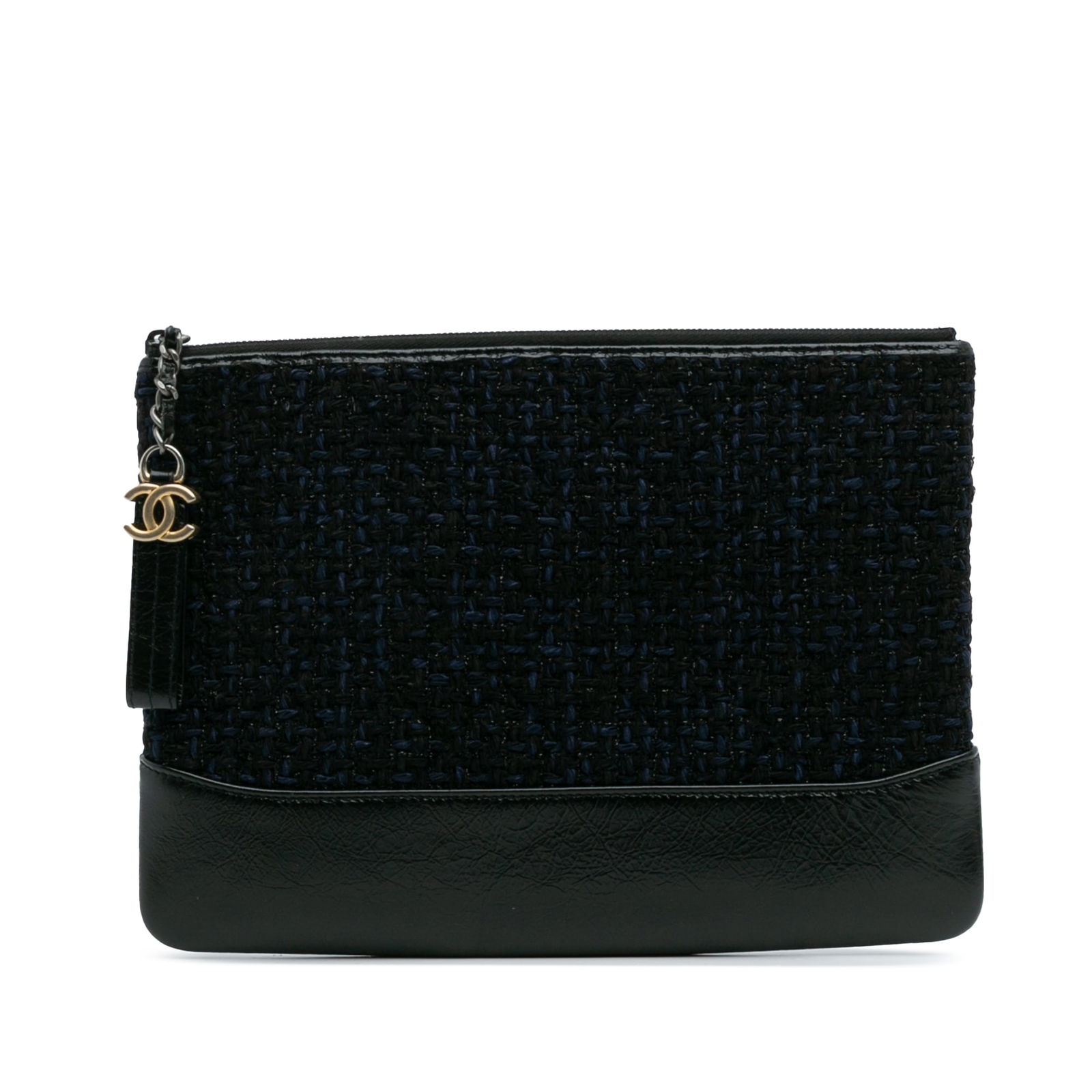 Chanel Medium Gabrielle O Case Clutch in Blue Tweed and Calfskin (1 of 12)