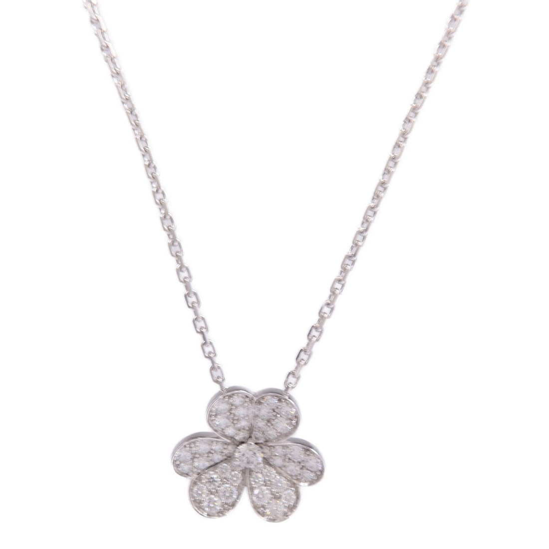 Van Cleef Arpels Frivole Small Diamond Pendant Necklace in 18K White Gold (1 of 9)