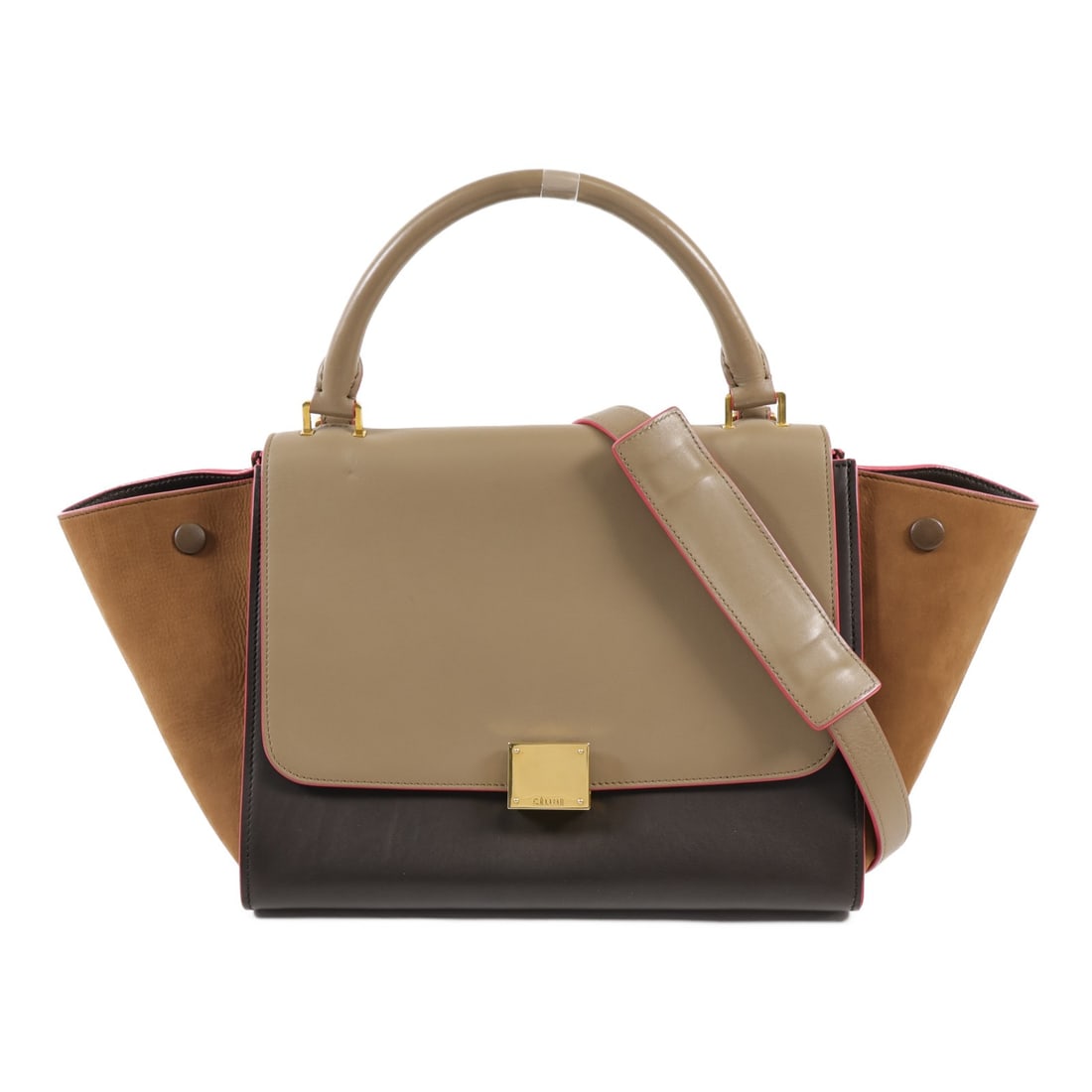 CELINE GHW Trapeze 2way Shoulder Bag Calfskin Leather Brown (1 of 13)