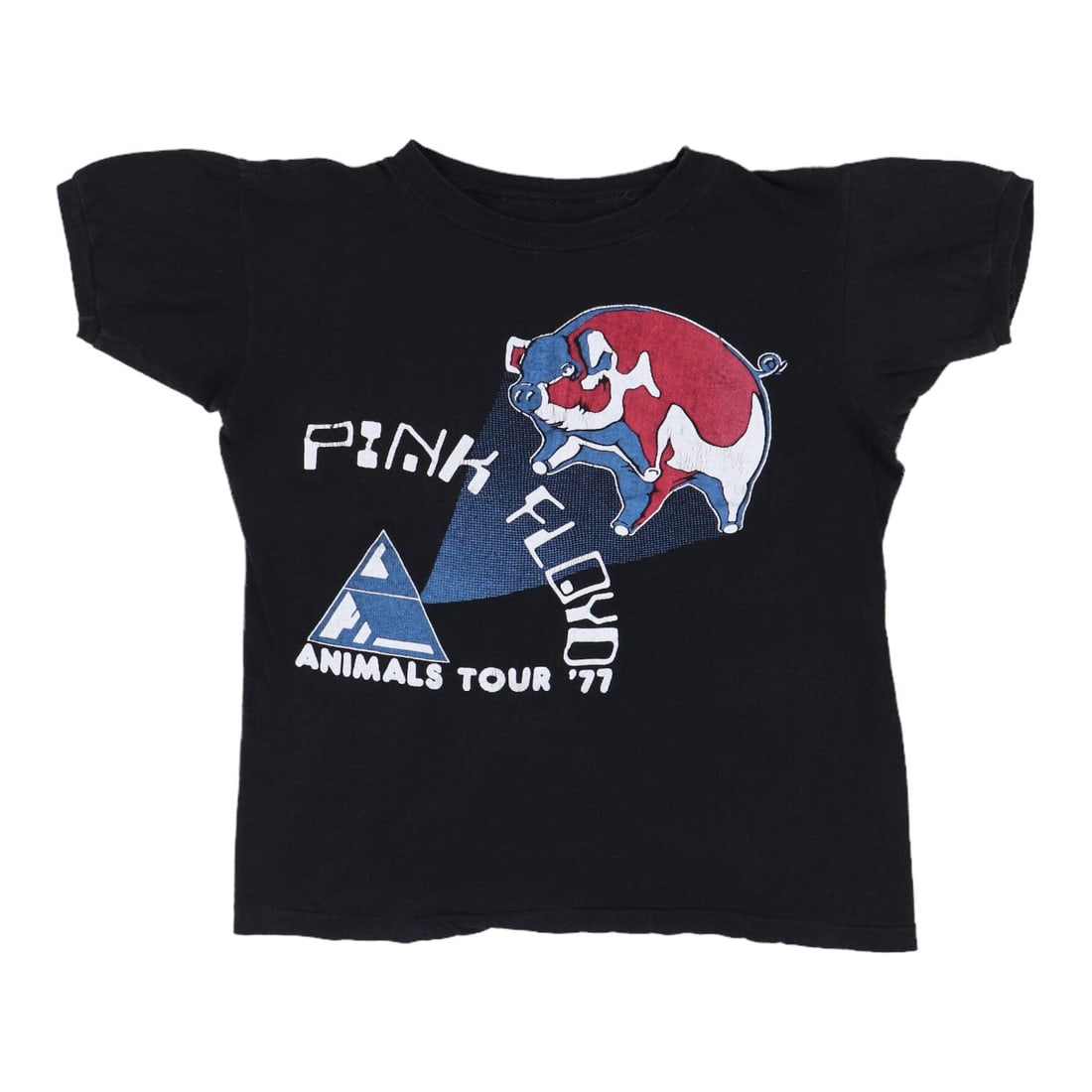 Vintage 1977 Pink Floyd Animals Tour T-Shirt Black Cotton: Vintage 1977 Pink Floyd Animals Tour T-Shirt Black Cotton Discover a piece of music history with this original vintage 1977 Pink Floyd Animals Tour Shirt. This shirt is a genuine vintage item, not a m