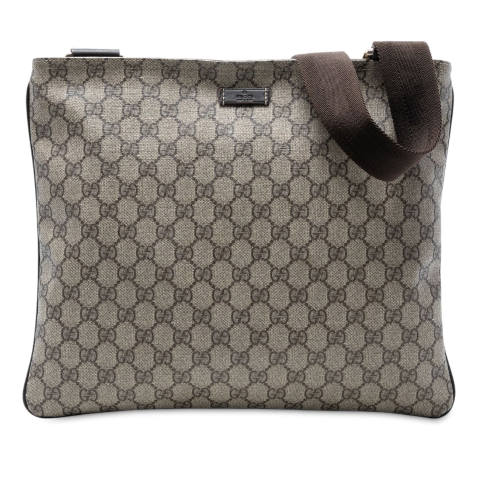 Gucci GG Supreme Brown Crossbody Bag with Leather Trim (1 of 7)