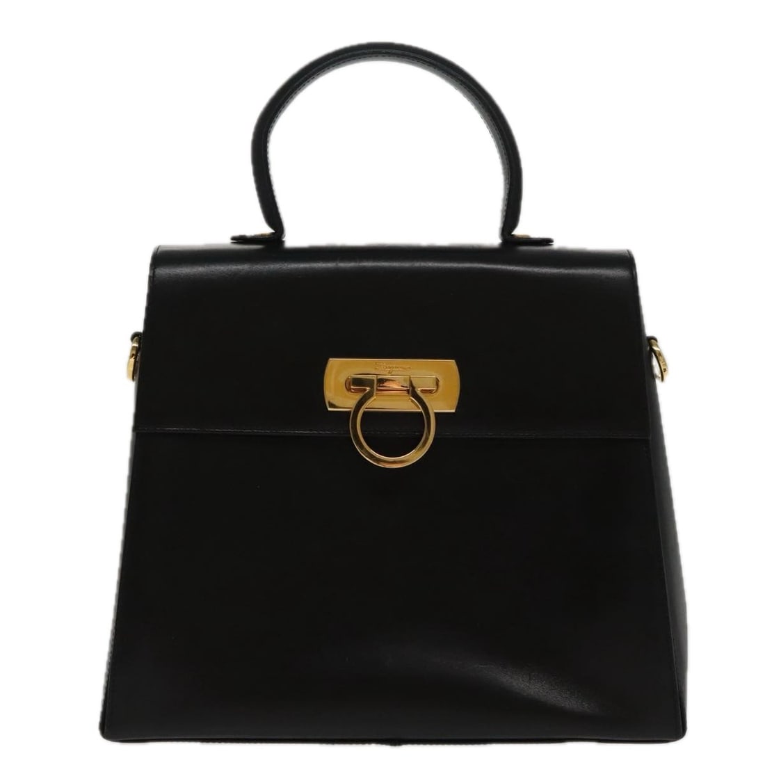 Gancini Convertible Top Handle Handbag by Salvatore Ferragamo Black: Gancini Convertible Top Handle Handbag by Salvatore Ferragamo Black This Salvatore Ferragamo Gancini convertible top handle bag features a classic black exterior with a structured silhouette. The bag