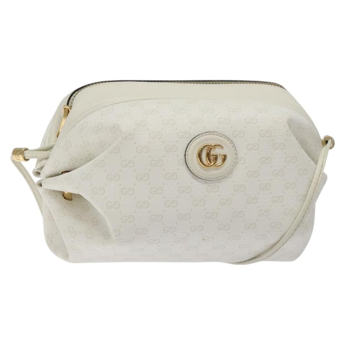 White Candy Shoulder Bag by Gucci with Crossbody Strap: White Candy Shoulder Bag by Gucci with Crossbody Strap This Gucci Candy crossbody bag features a white exterior with signs of wear, including rubbing and loss of shape on the outer surface and shoulde