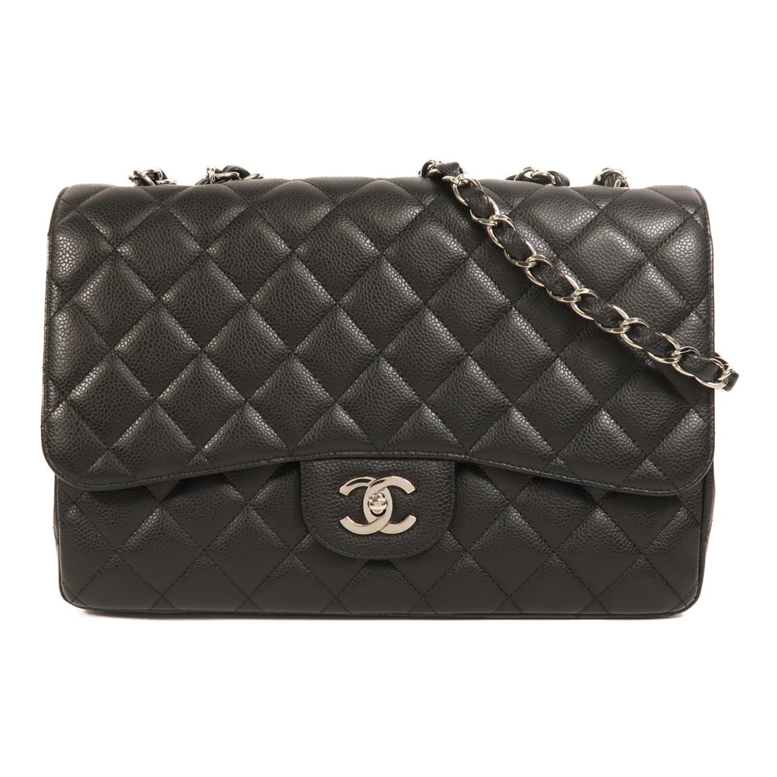 CHANEL Large Classic Shoulder Bag Black Calfskin Leather (1 of 17)