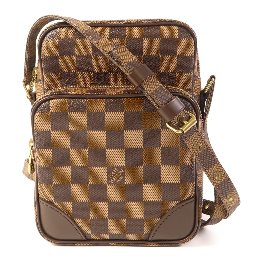 Louis Vuitton N48074 Damier Brown Shoulder Bag GHW Made in France: Louis Vuitton N48074 Damier Brown Shoulder Bag GHW Made in France This exquisite Louis Vuitton shoulder bag is crafted from durable PVC coated canvas in a rich brown hue, making it both stylish and fu