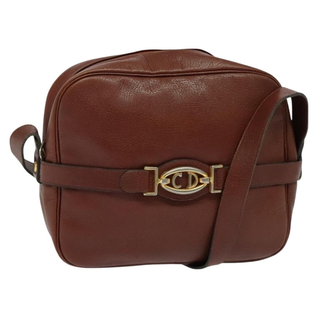 Brown Christian Dior CD Canvas Shoulder Bag for Women: Brown Christian Dior CD Canvas Shoulder Bag for Women This Christian Dior CD shoulder bag features a brown exterior with visible signs of use, including some loss of shape, rubbing, light stains, and