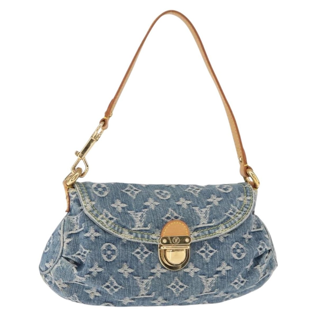 LOUIS VUITTON Monogram Denim Mini Preity Hand Bag Blue M95050 Authentic: LOUIS VUITTON Monogram Denim Mini Preity Hand Bag Blue M95050 Authentic This stylish LOUIS VUITTON Monogram Denim Mini Preity Hand Bag is crafted from durable denim canvas in a striking blue color. Wi