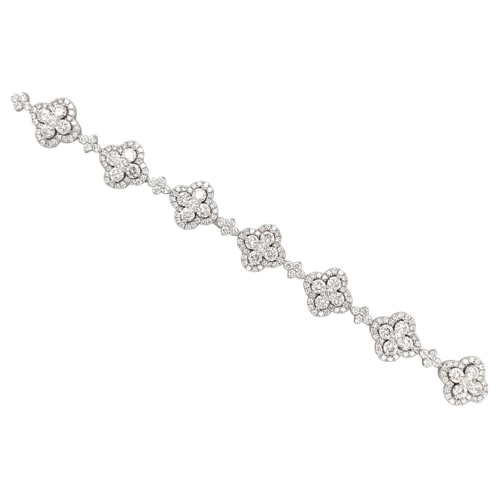 Harbor Diamonds 18K White Gold Diamond Floral Tennis Bracelet 6.55 Carats (1 of 12)
